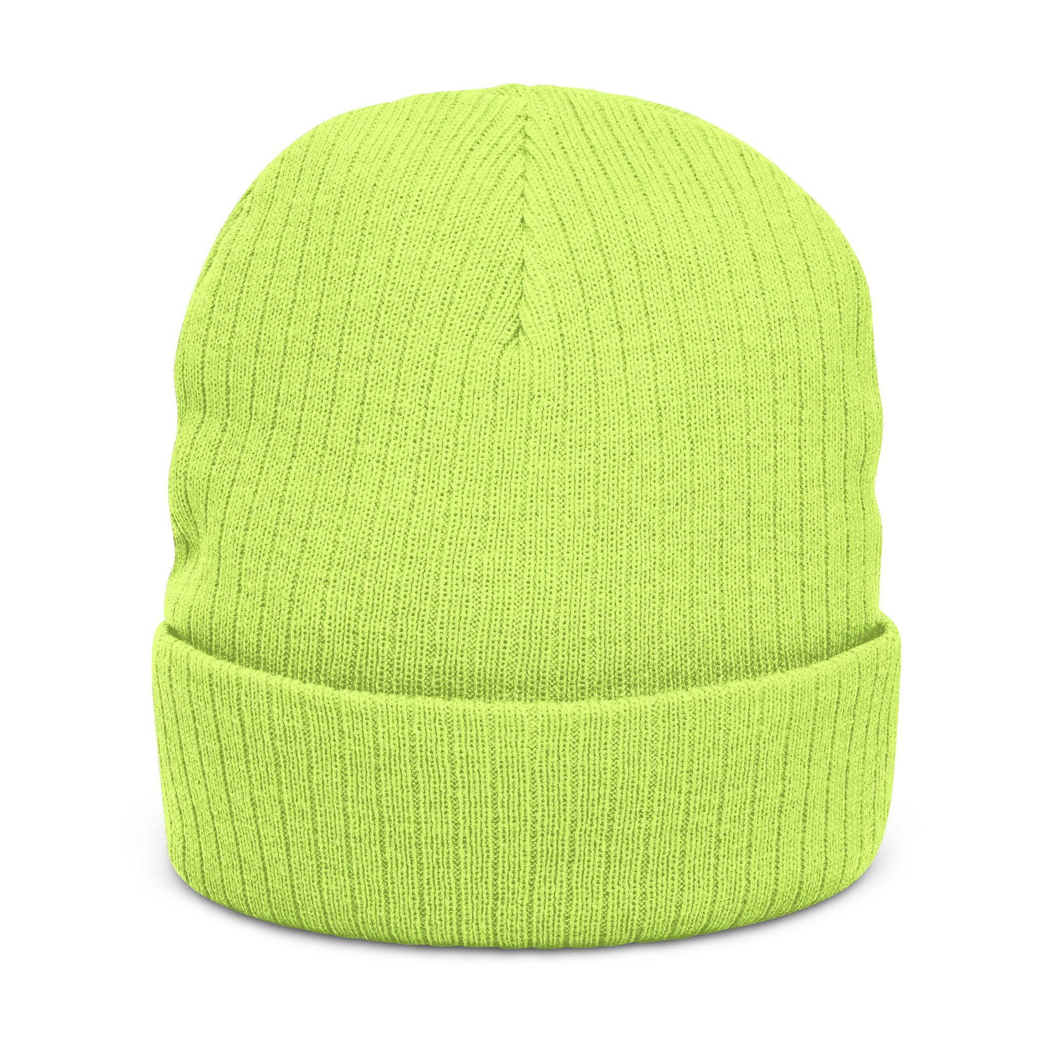 Embroidered Hand Gesture Ribbed Beanie — Minimal Black Knit Hat