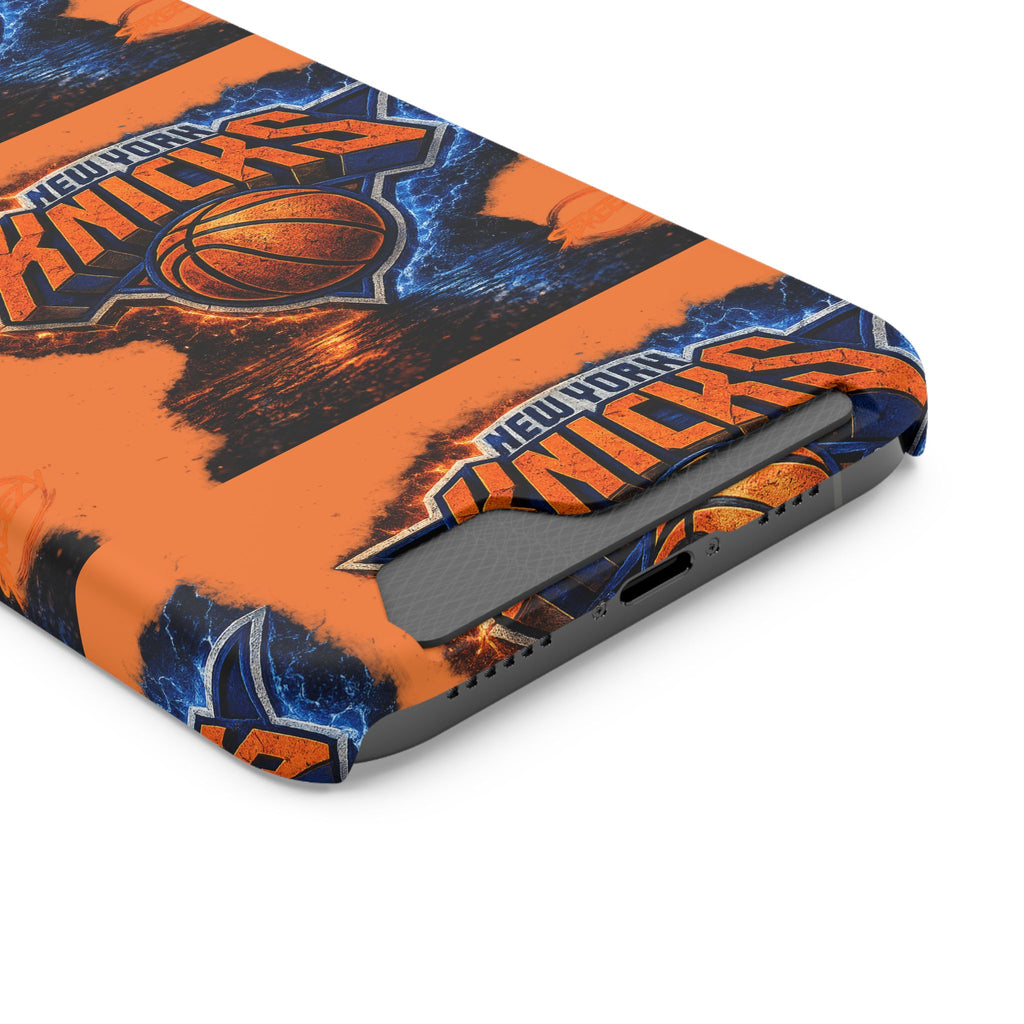 New York Knicks Card Holder Phone Case — Orange Team Logo Wallet Case