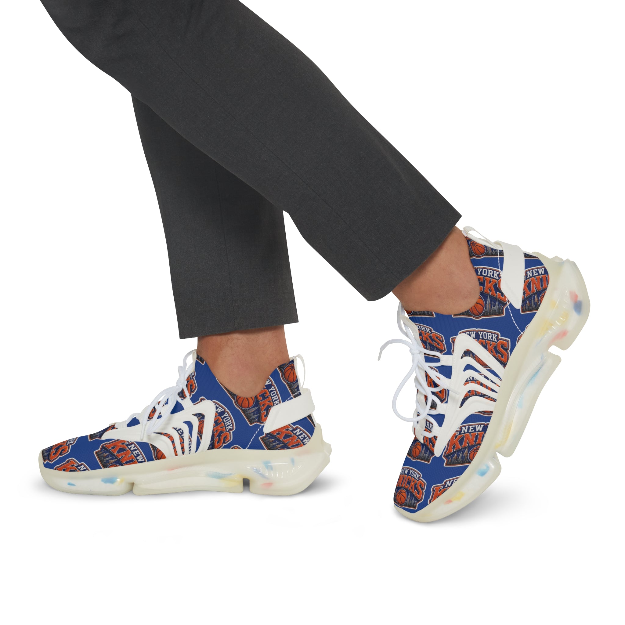 Knicks Basketball Mesh Sneakers — Men's Team Logo Athletic Shoes