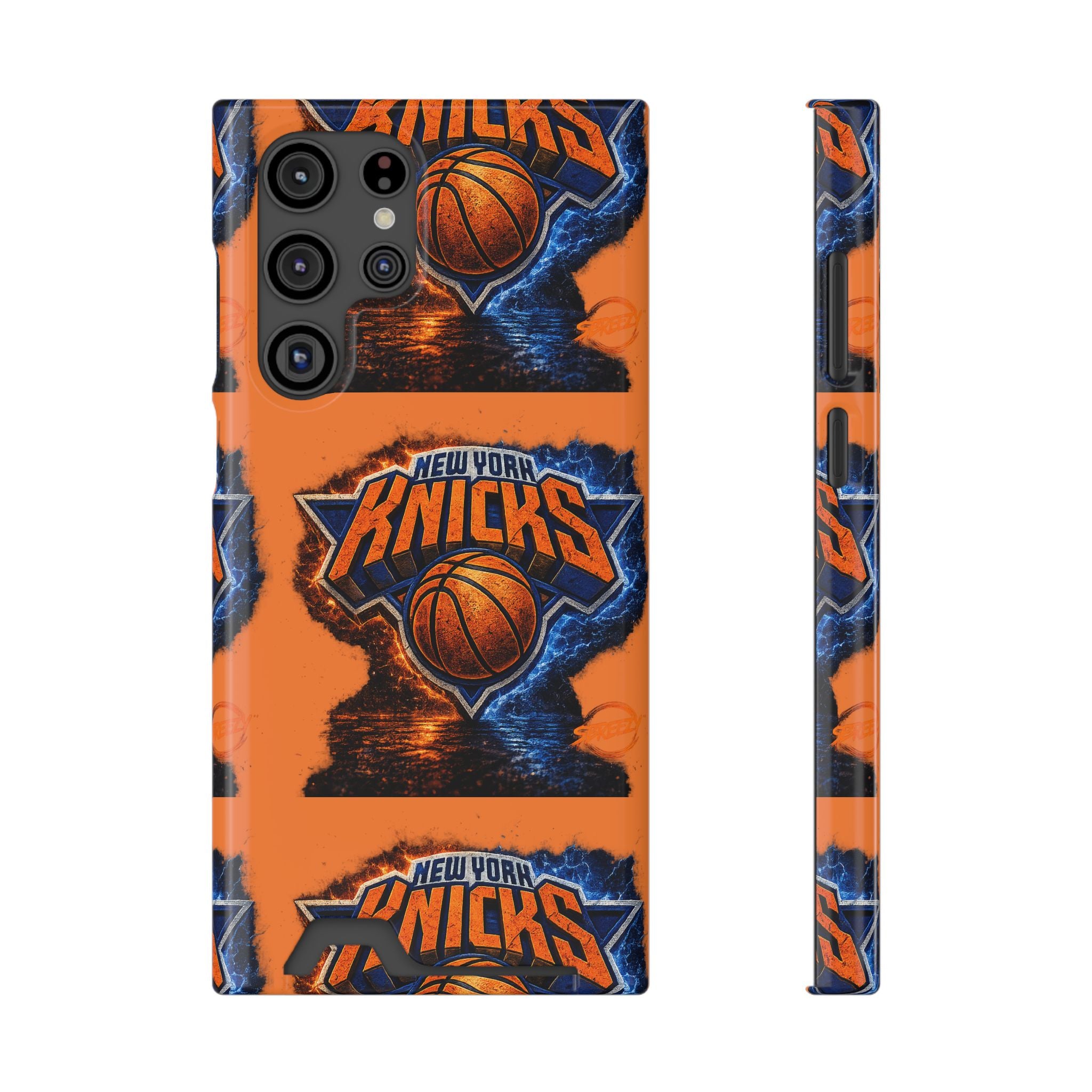New York Knicks Card Holder Phone Case — Orange Team Logo Wallet Case