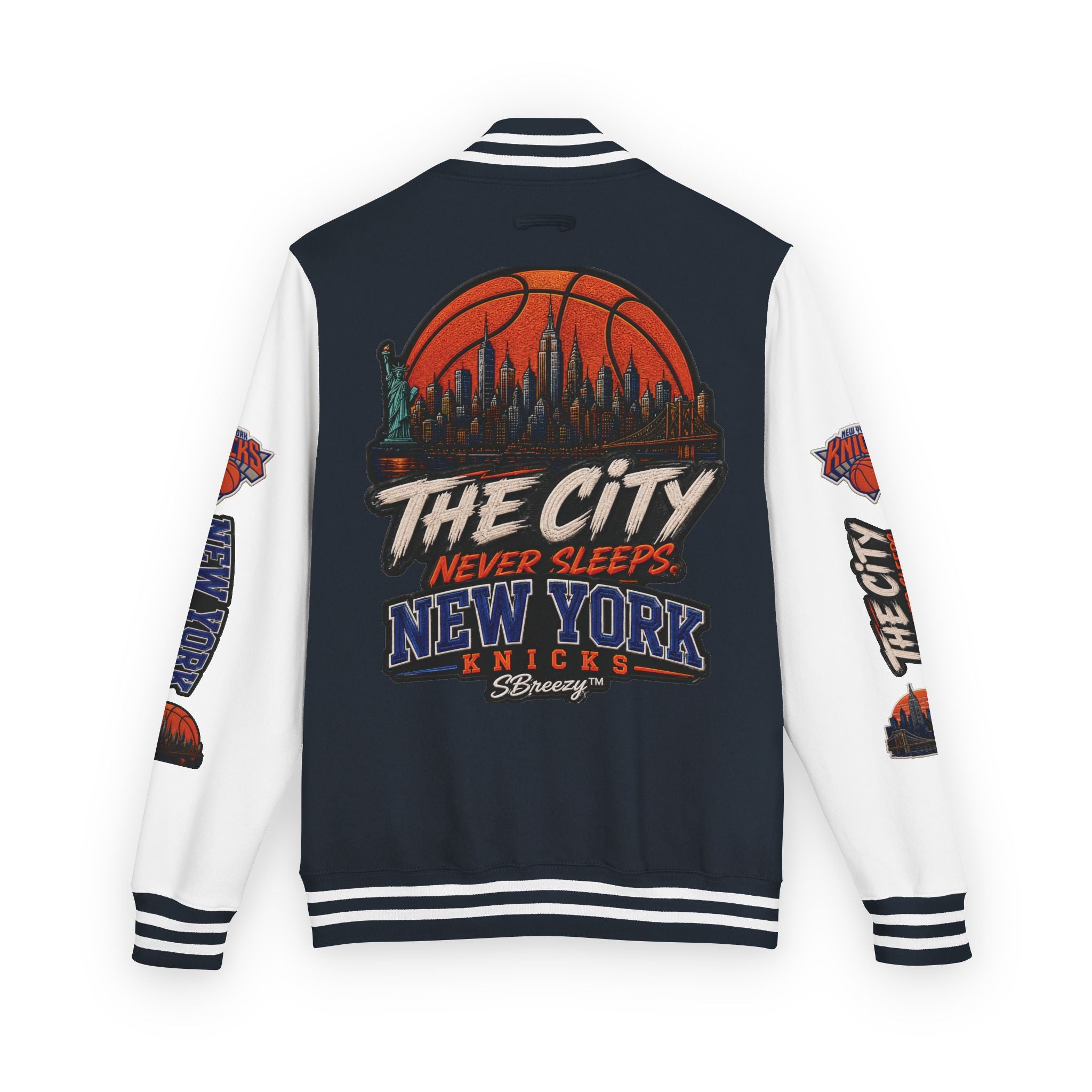 Letterman Jacket — 'The City Never Sleeps' New York Knicks Varsity Jacket