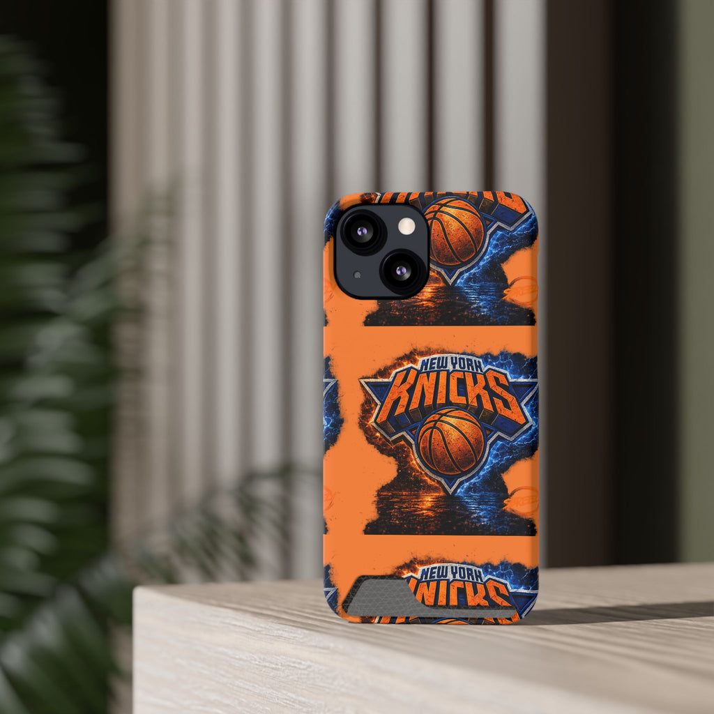 New York Knicks Card Holder Phone Case — Orange Team Logo Wallet Case