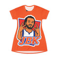 Knicks JBK Graphic T-Shirt Dress — Orange All-Over Print