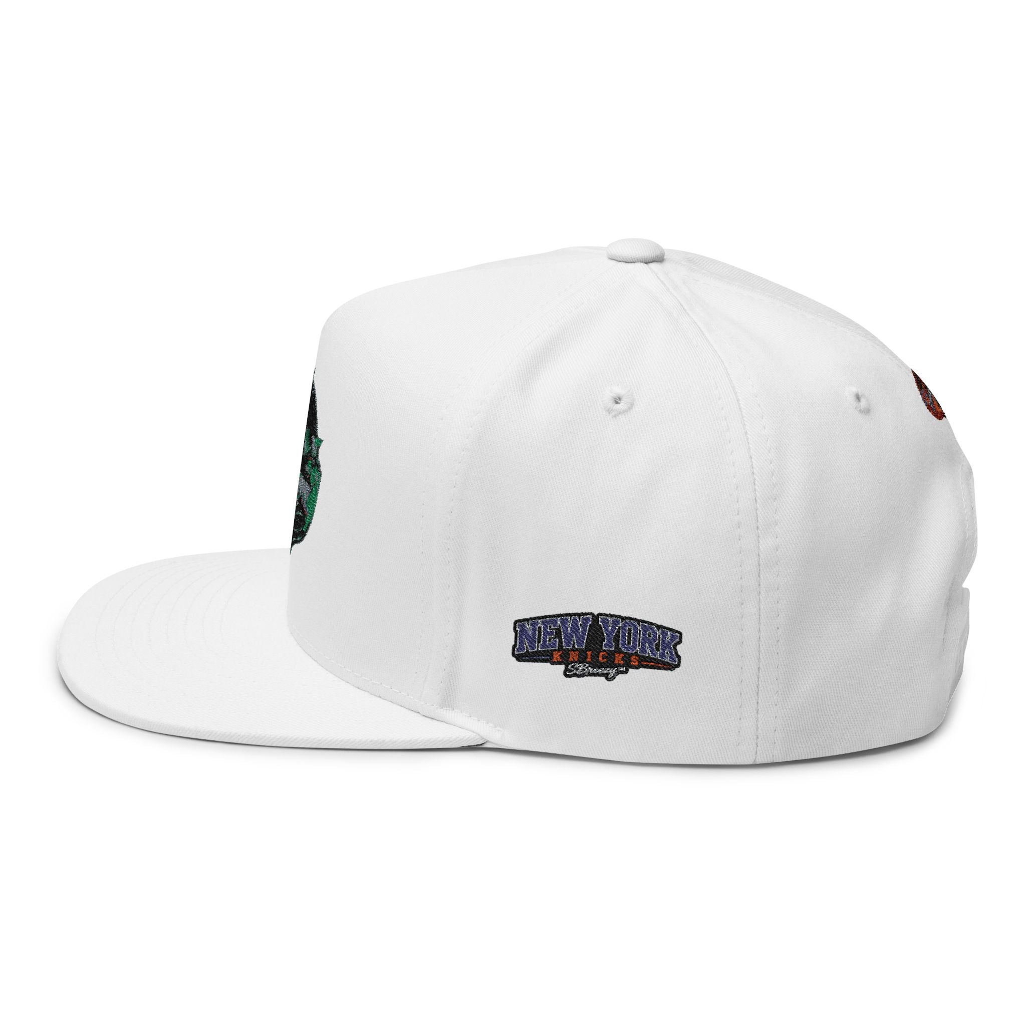 Embroidered Flat Bill Cap — Vintage Split Shield Logo Snapback
