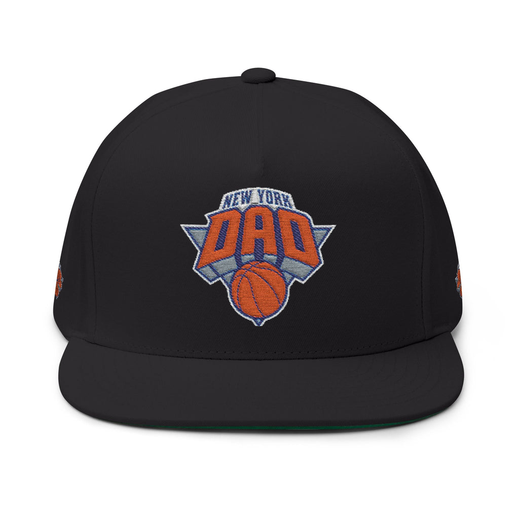 New York Dad Basketball Flat Bill Cap — Embroidered Sports Dad Hat