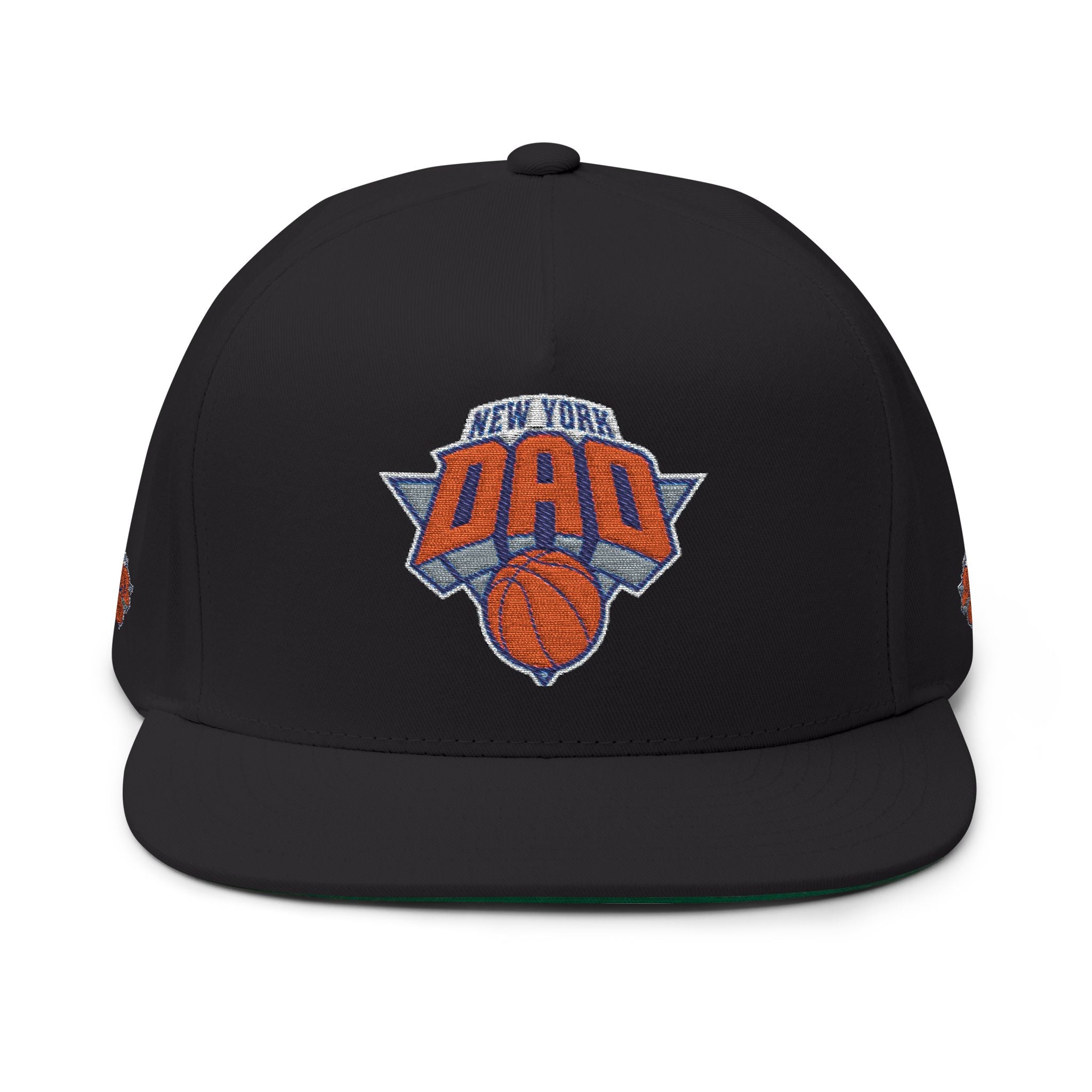 New York Dad Basketball Flat Bill Cap — Embroidered Sports Dad Hat