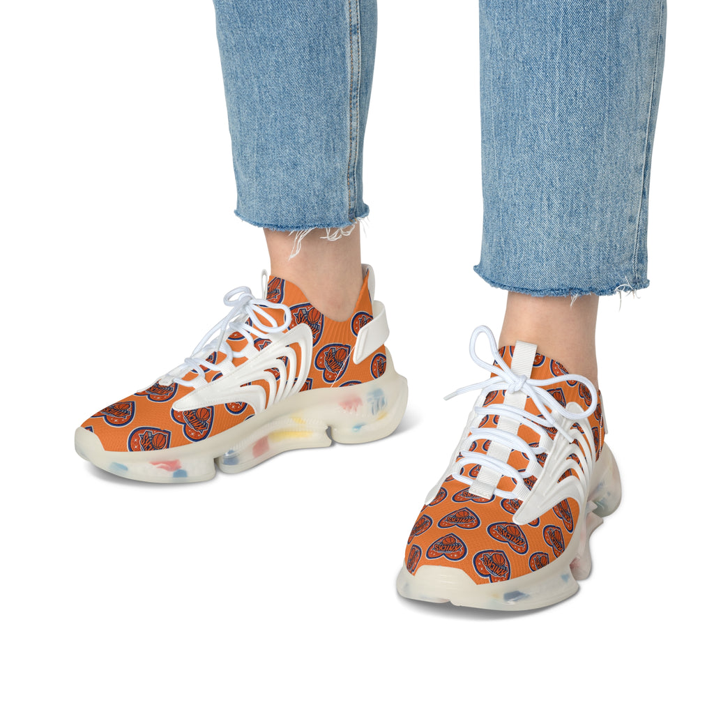 Orange Heart Logo Mesh Sneakers — Women’s Sporty Knicks-Inspired Trainers