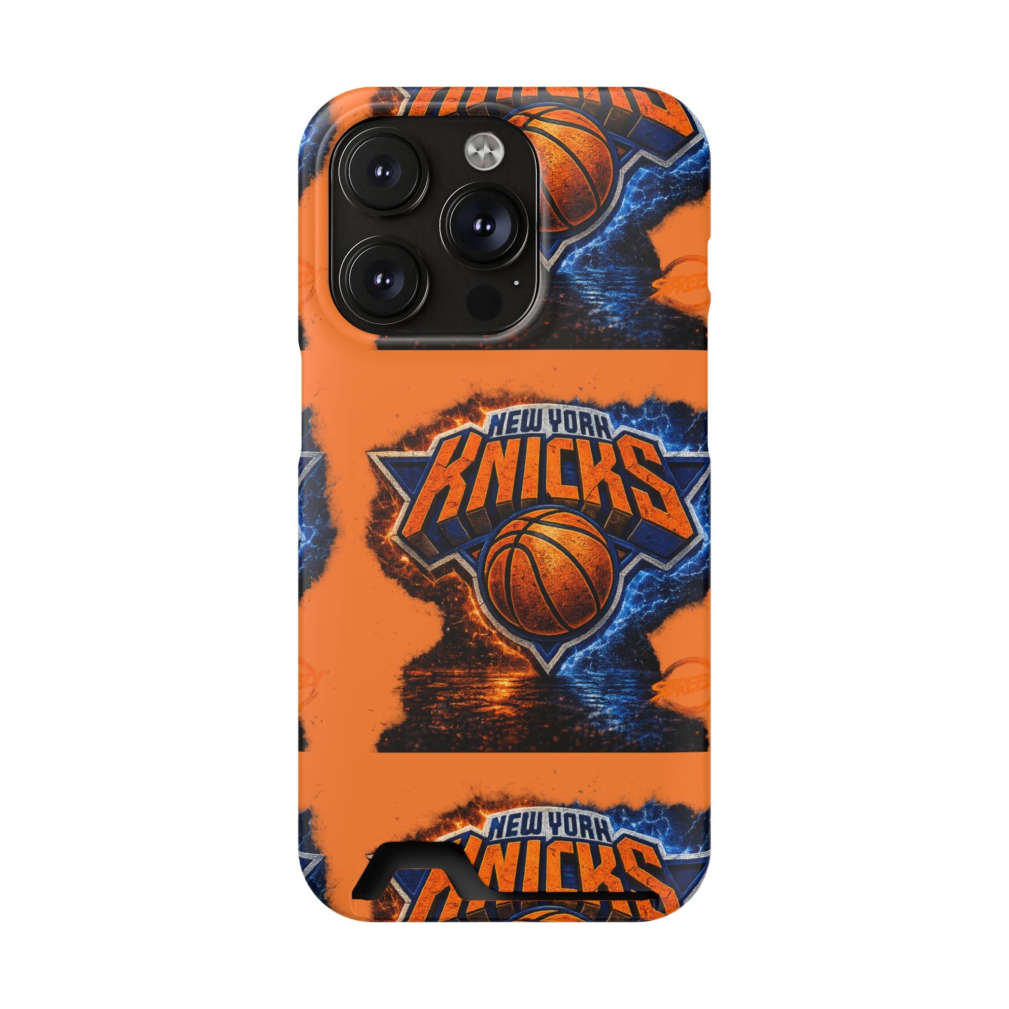New York Knicks Card Holder Phone Case — Orange Team Logo Wallet Case
