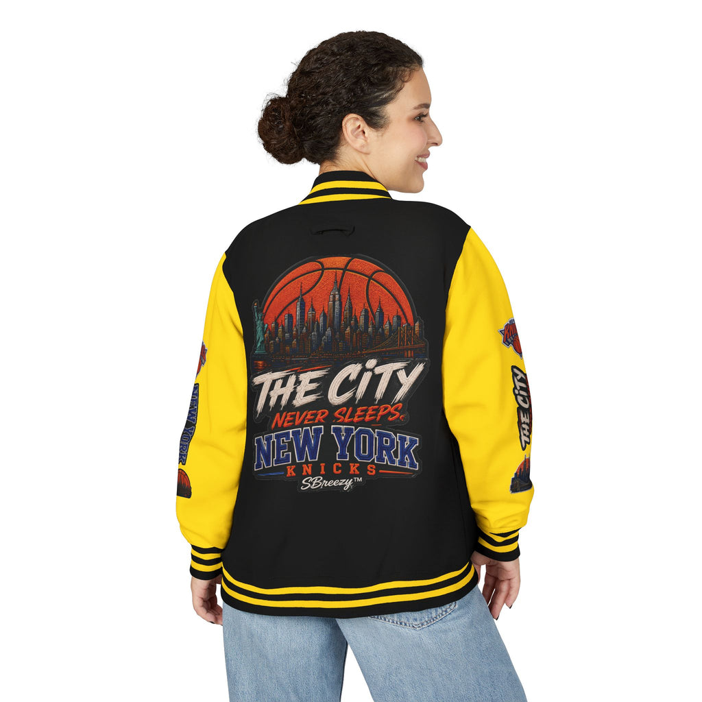 Letterman Jacket — 'The City Never Sleeps' New York Knicks Varsity Jacket