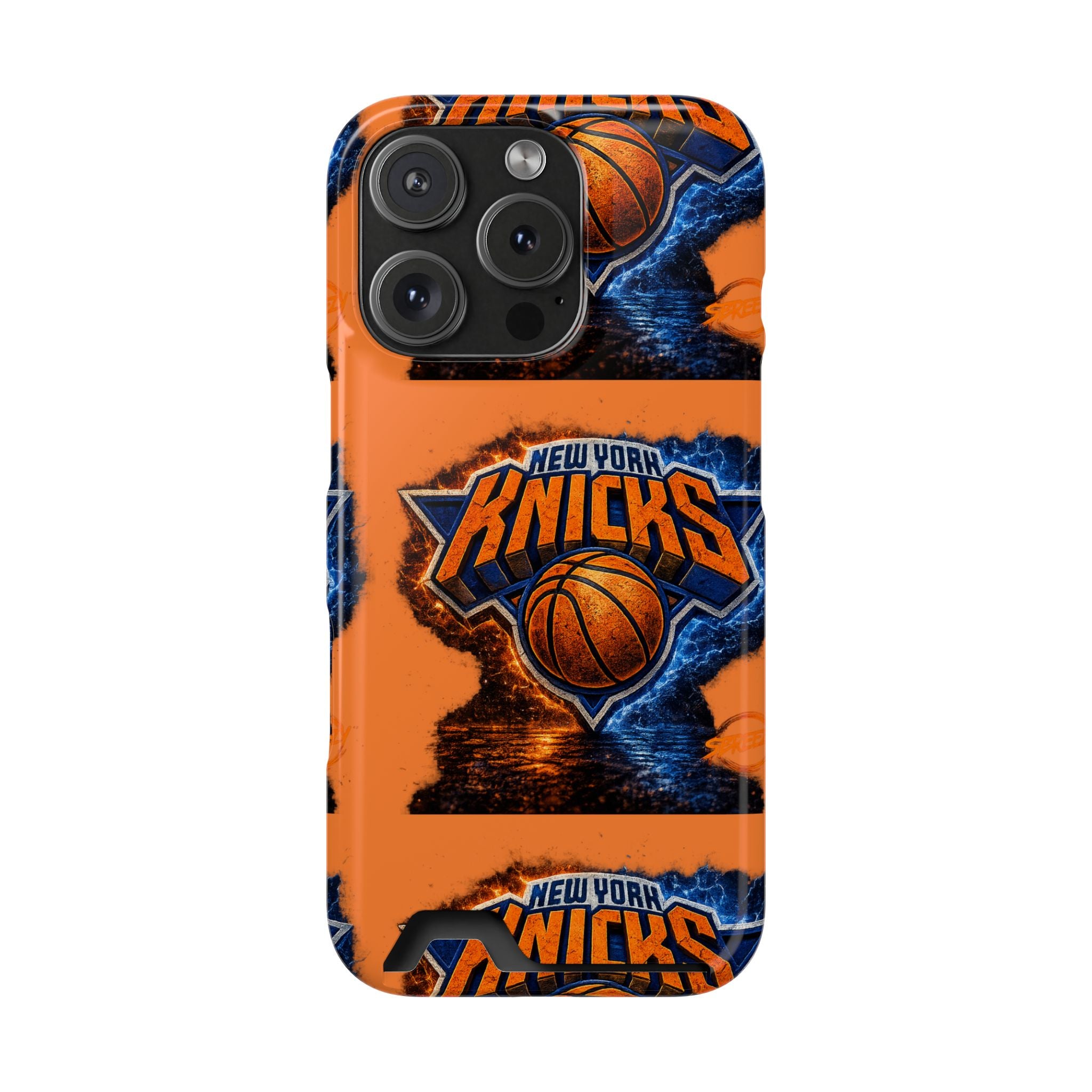 New York Knicks Card Holder Phone Case — Orange Team Logo Wallet Case