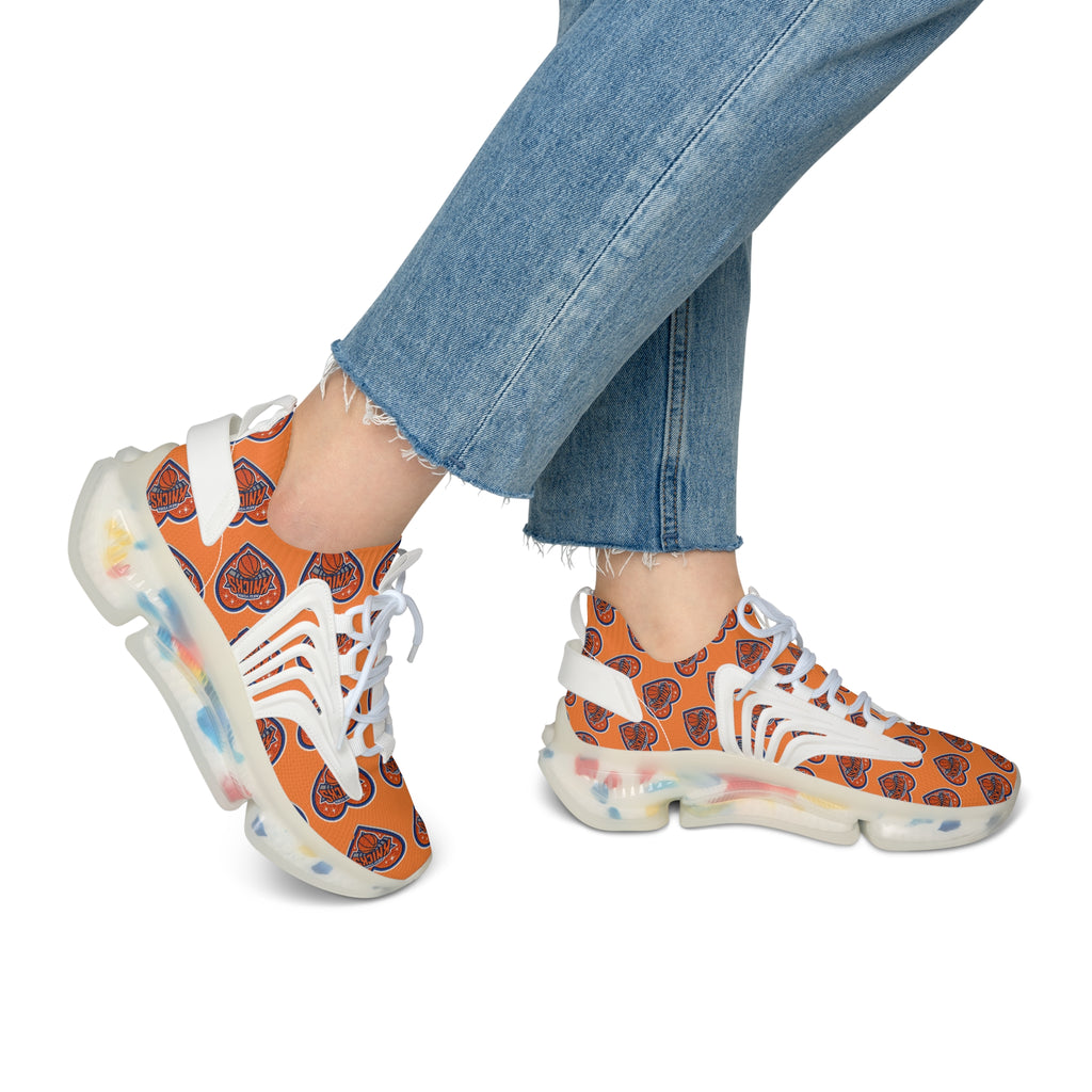 Orange Heart Logo Mesh Sneakers — Women’s Sporty Knicks-Inspired Trainers