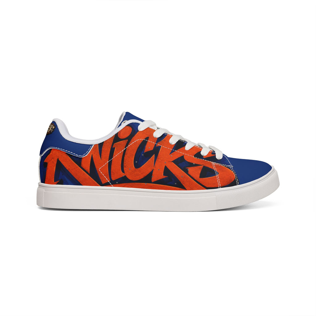 Women's Low-Top Sneakers — KNICKS Bold Blue & Orange Graffiti Design