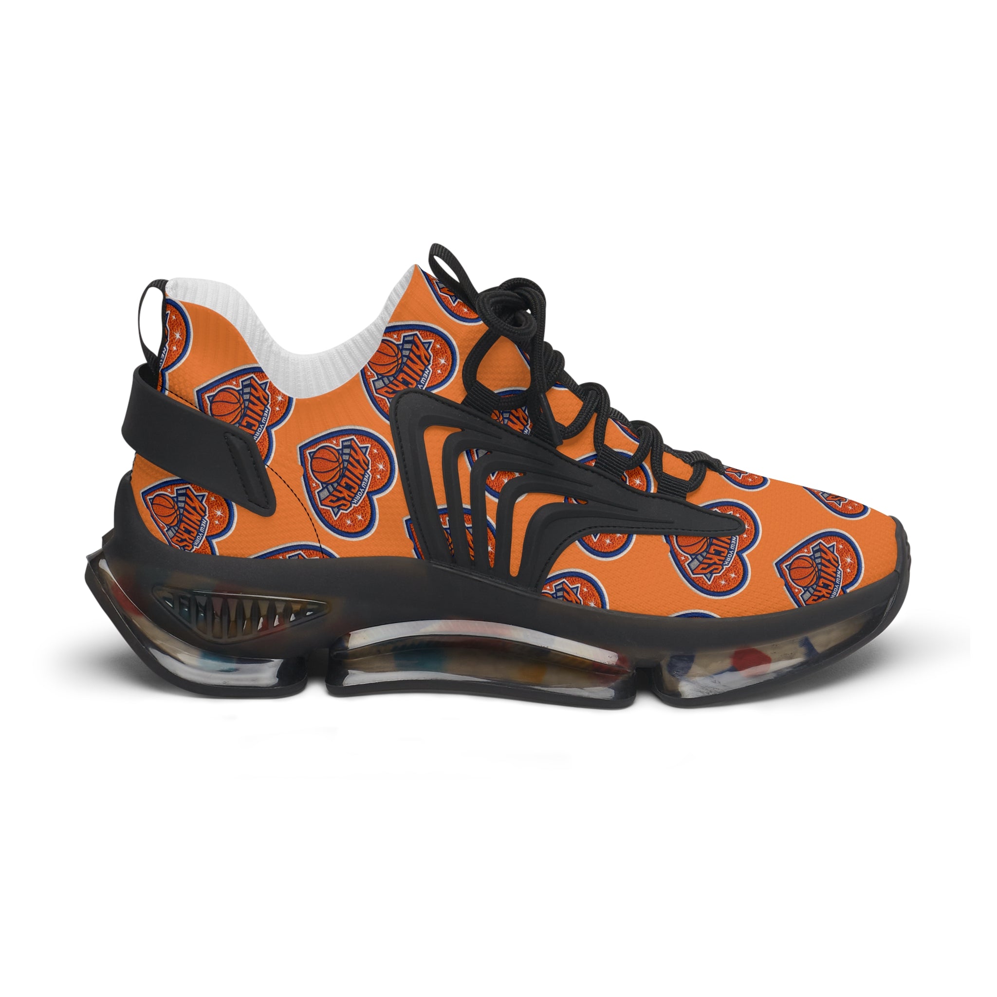 Orange Heart Logo Mesh Sneakers — Women’s Sporty Knicks-Inspired Trainers