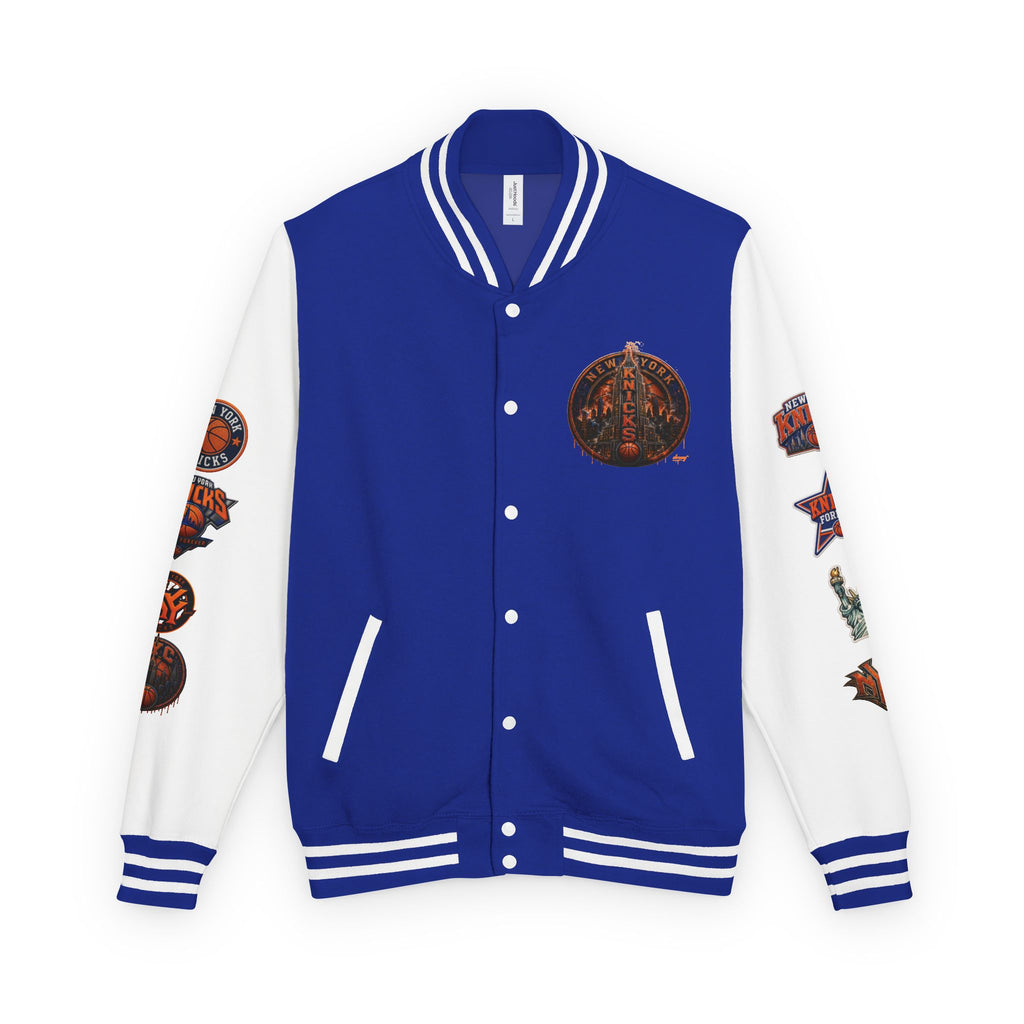 New York Knicks Varsity Letterman Jacket – Retro Flame Basketball Logo