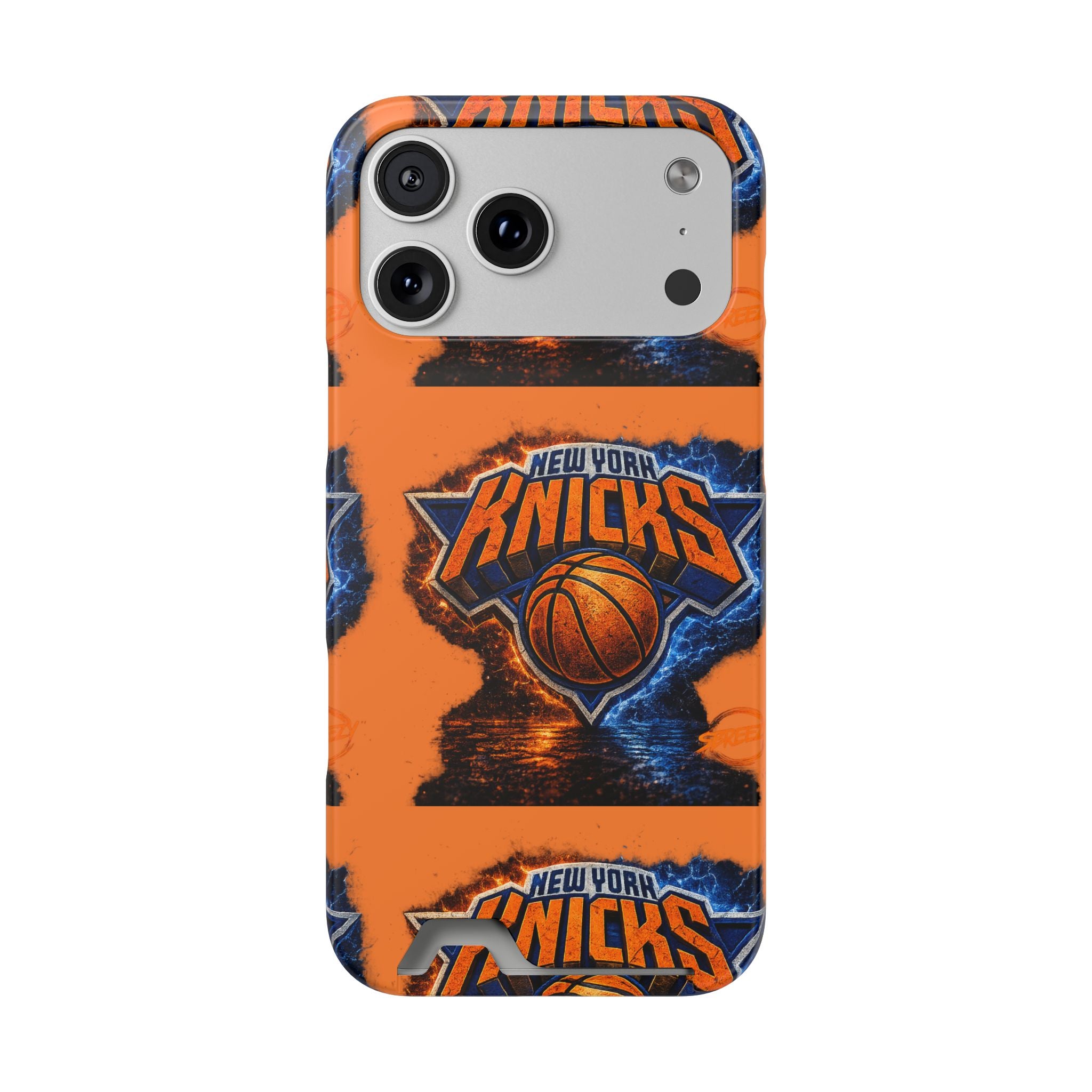New York Knicks Card Holder Phone Case — Orange Team Logo Wallet Case