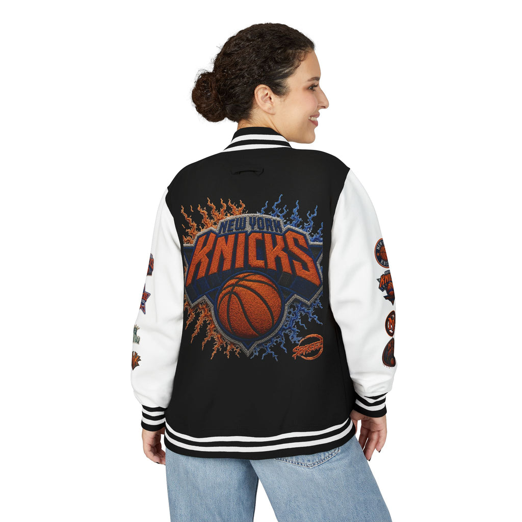 New York Knicks Varsity Letterman Jacket – Retro Flame Basketball Logo