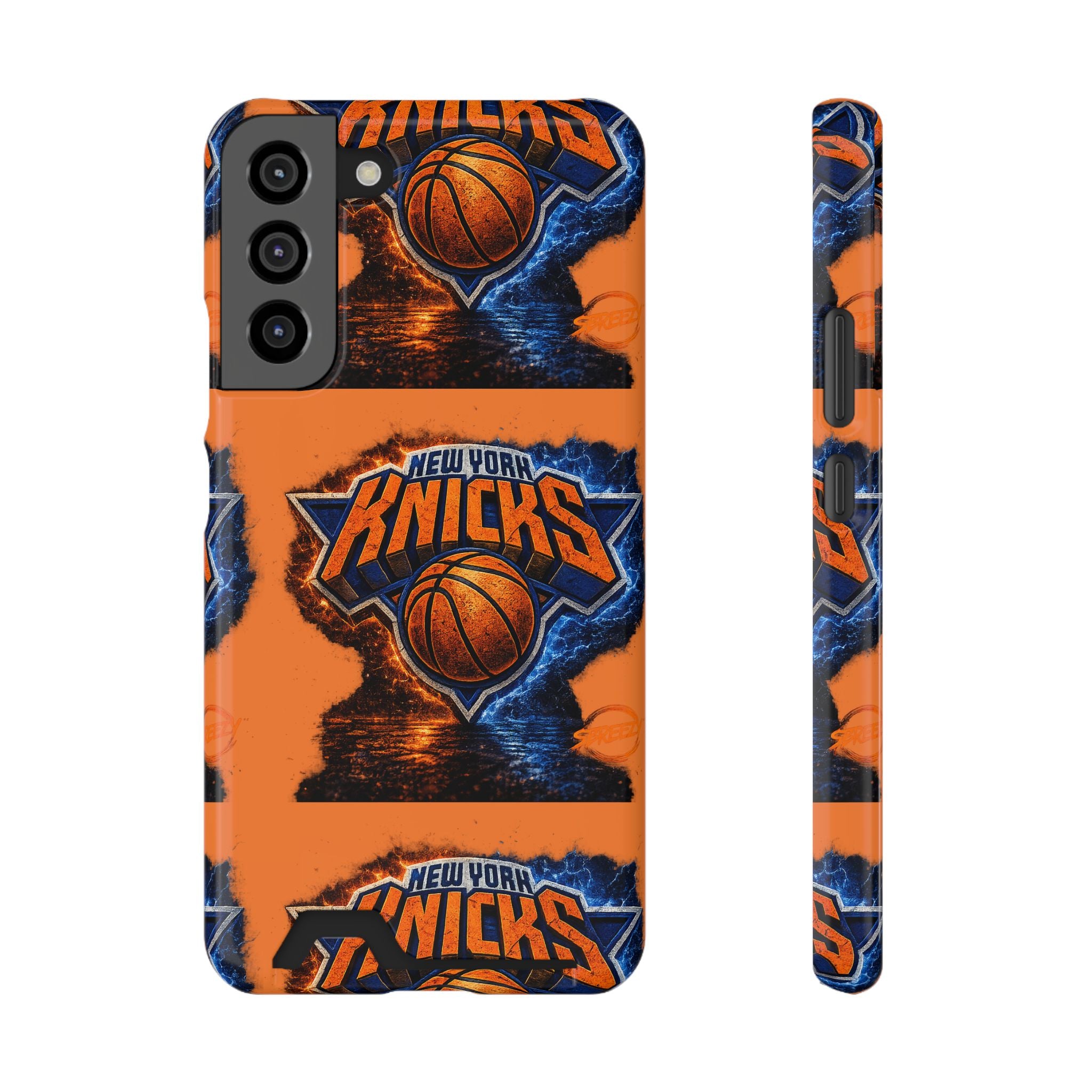 New York Knicks Card Holder Phone Case — Orange Team Logo Wallet Case