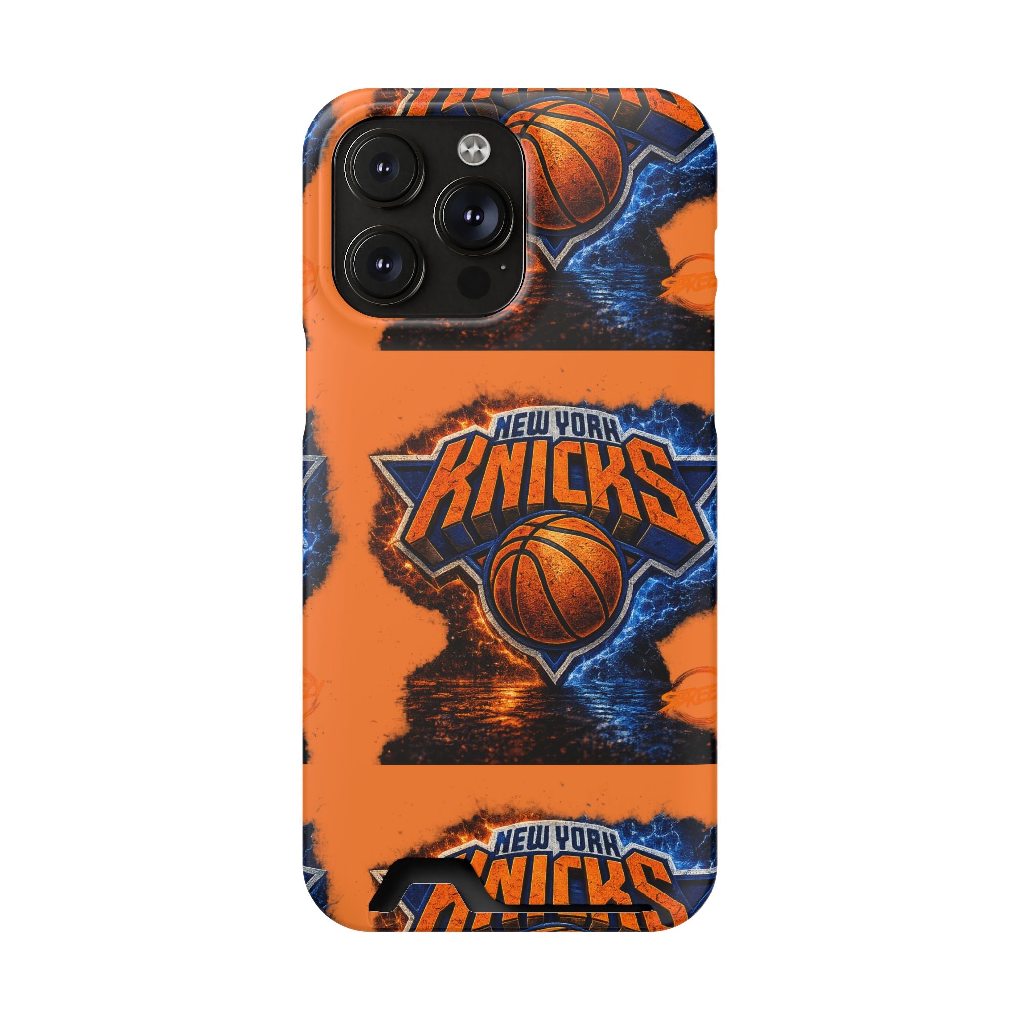 New York Knicks Card Holder Phone Case — Orange Team Logo Wallet Case