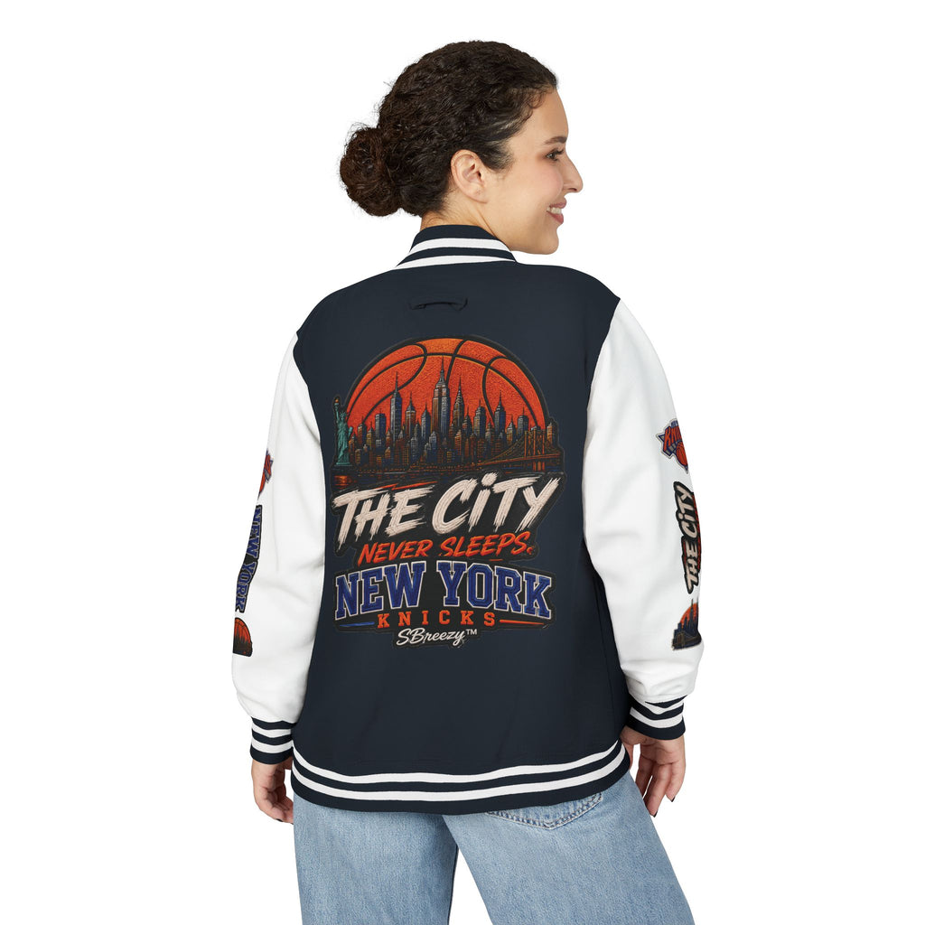 Letterman Jacket — 'The City Never Sleeps' New York Knicks Varsity Jacket