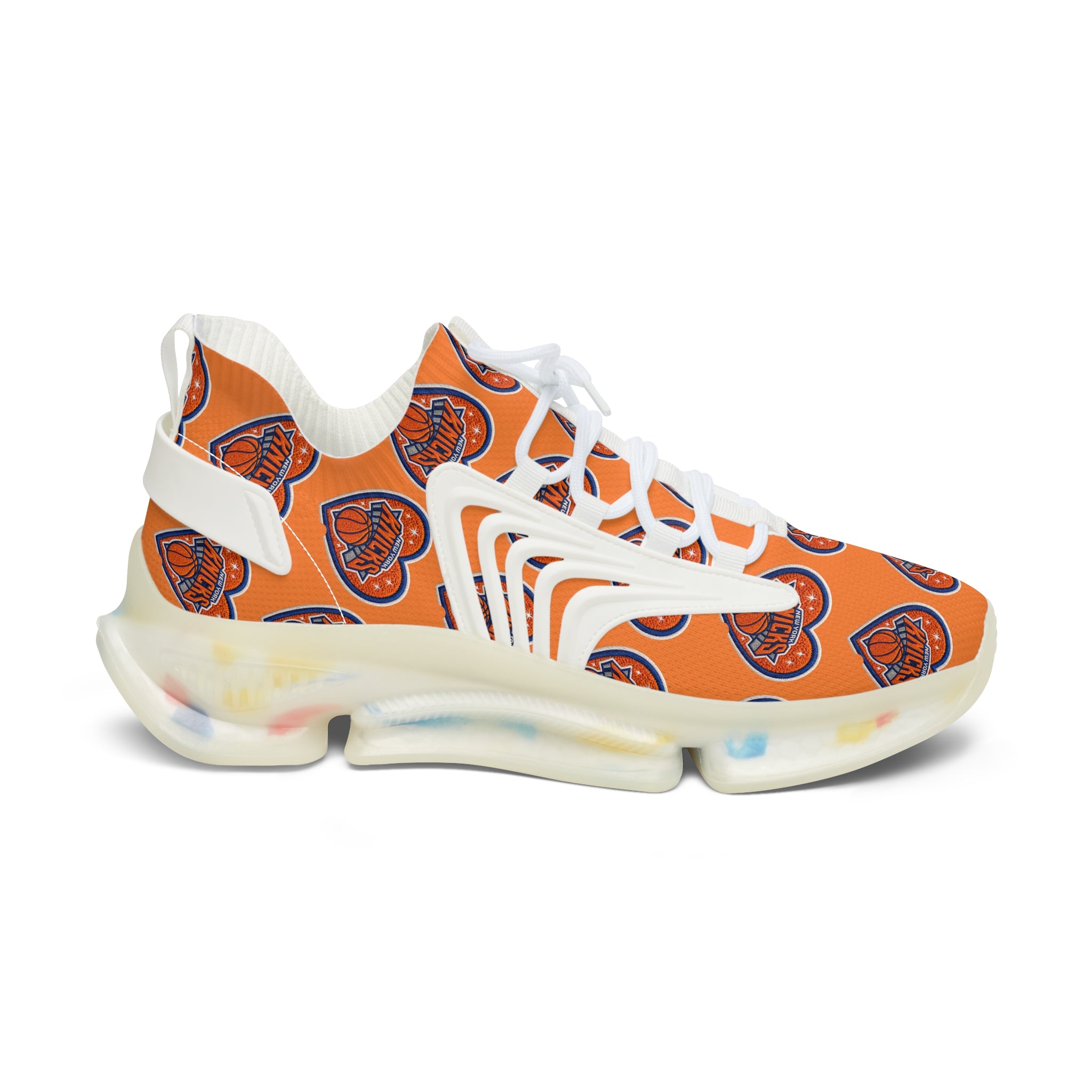 Orange Heart Logo Mesh Sneakers — Women’s Sporty Knicks-Inspired Trainers