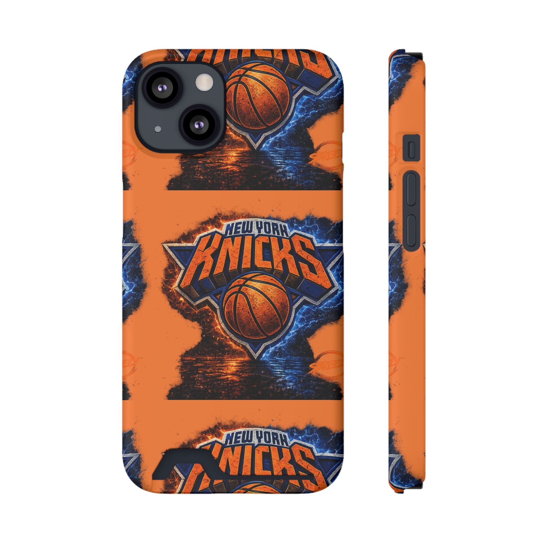 New York Knicks Card Holder Phone Case — Orange Team Logo Wallet Case