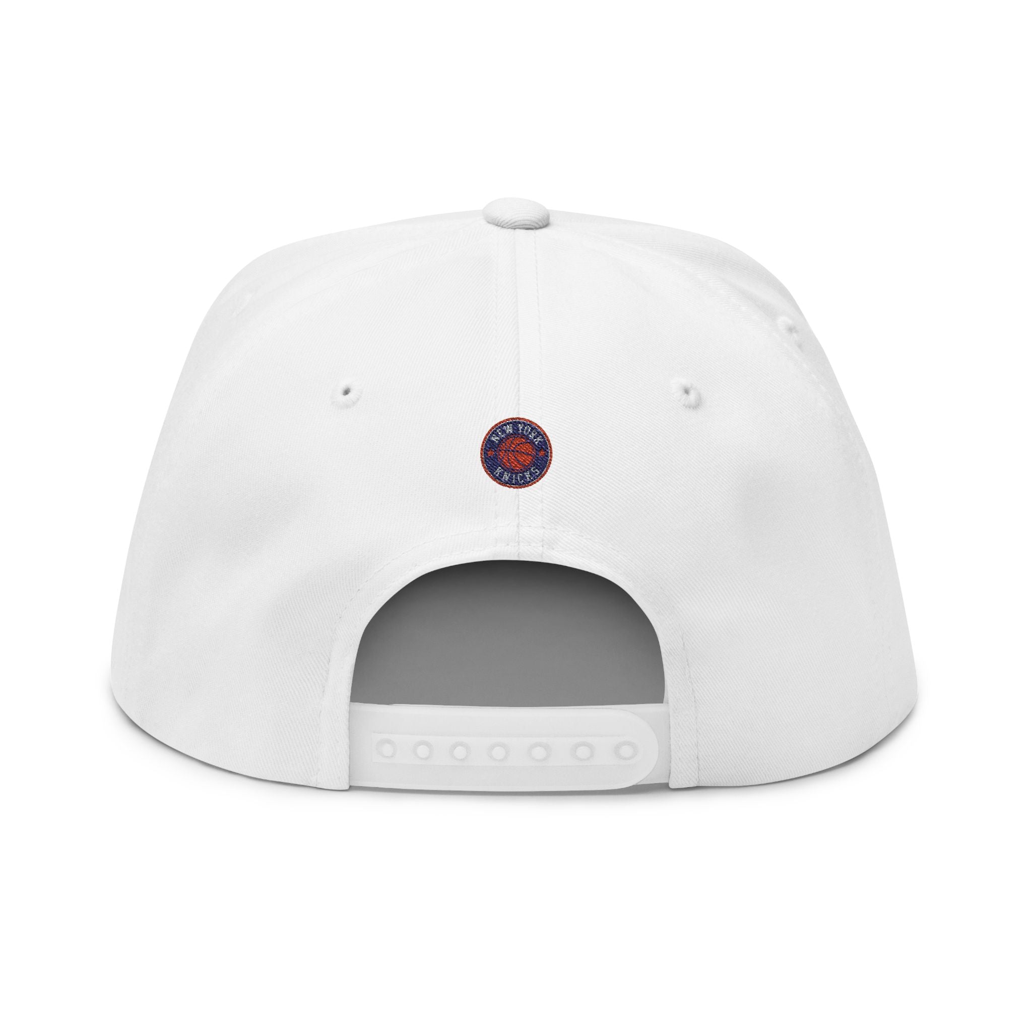 Embroidered Flat Bill Cap — New York Knicks Basketball Logo Snapback