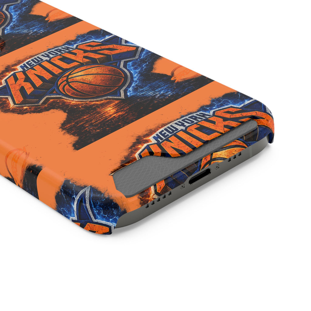 New York Knicks Card Holder Phone Case — Orange Team Logo Wallet Case
