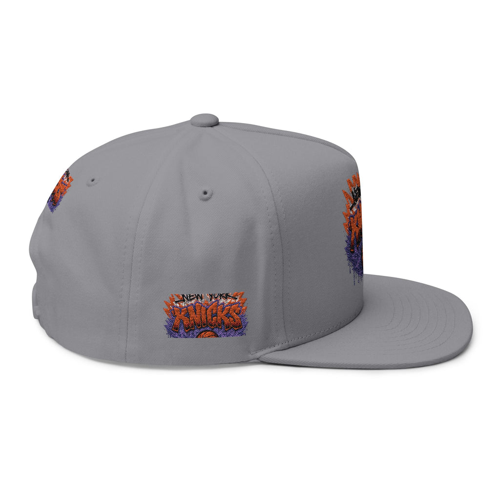 Flat Bill Cap — Embroidered New York Knicks Graffiti Logo