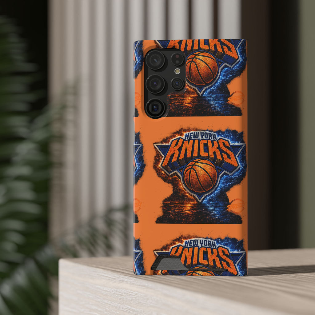 New York Knicks Card Holder Phone Case — Orange Team Logo Wallet Case