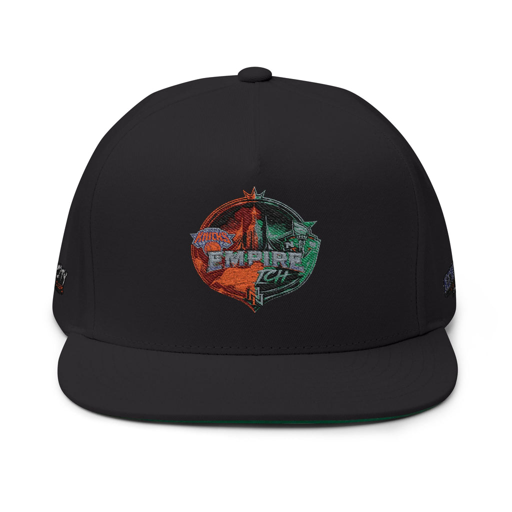 Embroidered Flat Bill Cap — Vintage Split Shield Logo Snapback