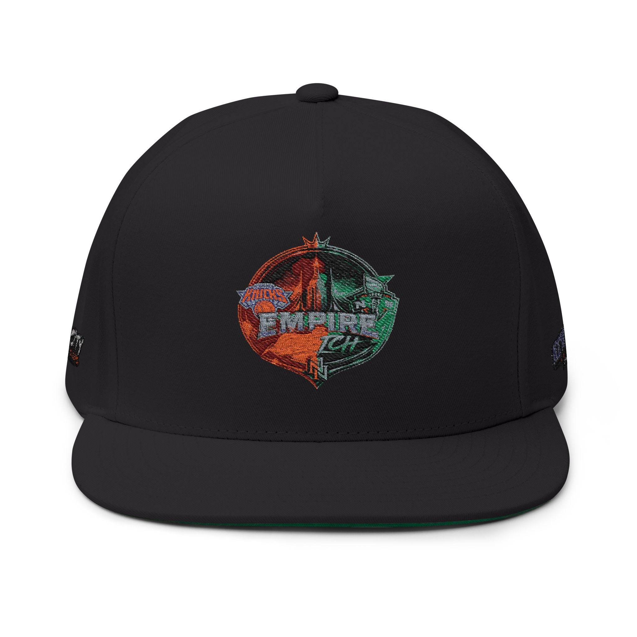 Embroidered Flat Bill Cap — Vintage Split Shield Logo Snapback