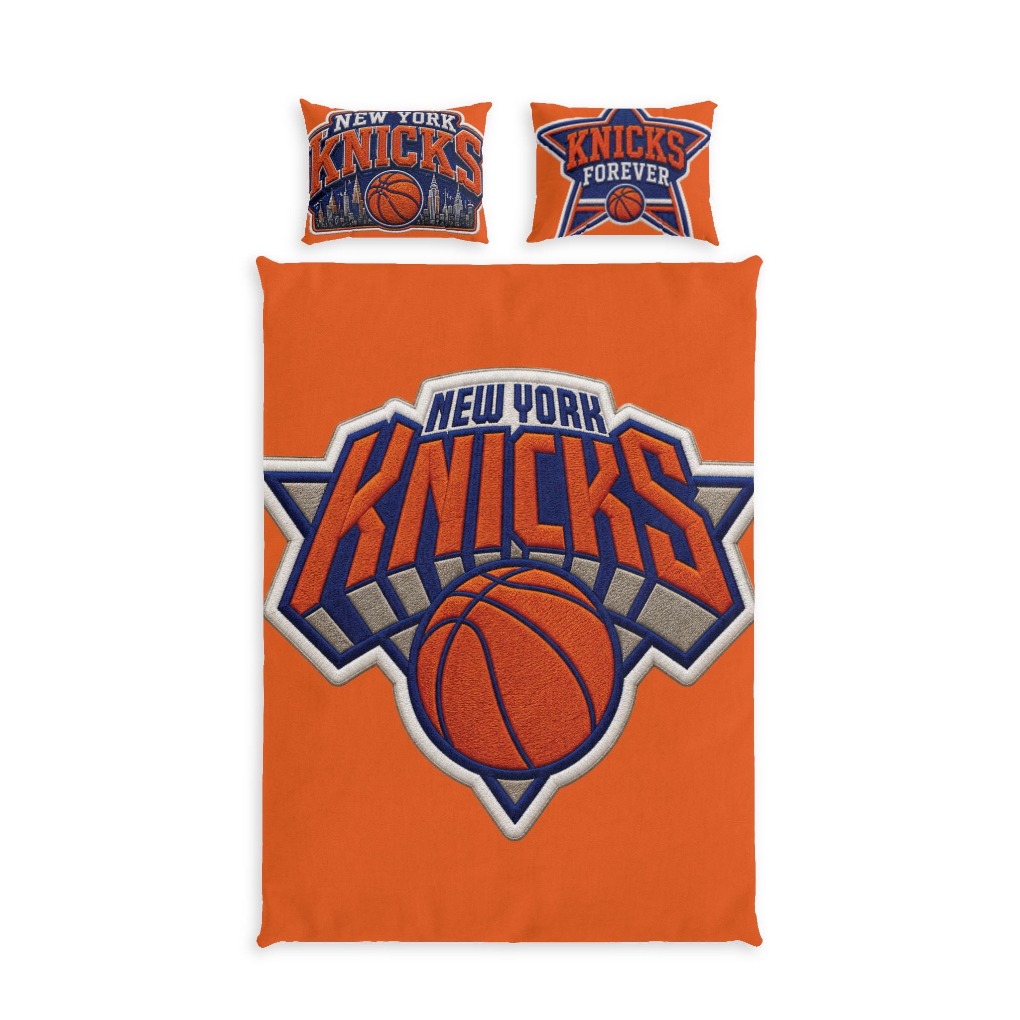 New York Knicks Basketball Cotton Bed Set – Orange Duvet & Pillowcase Set