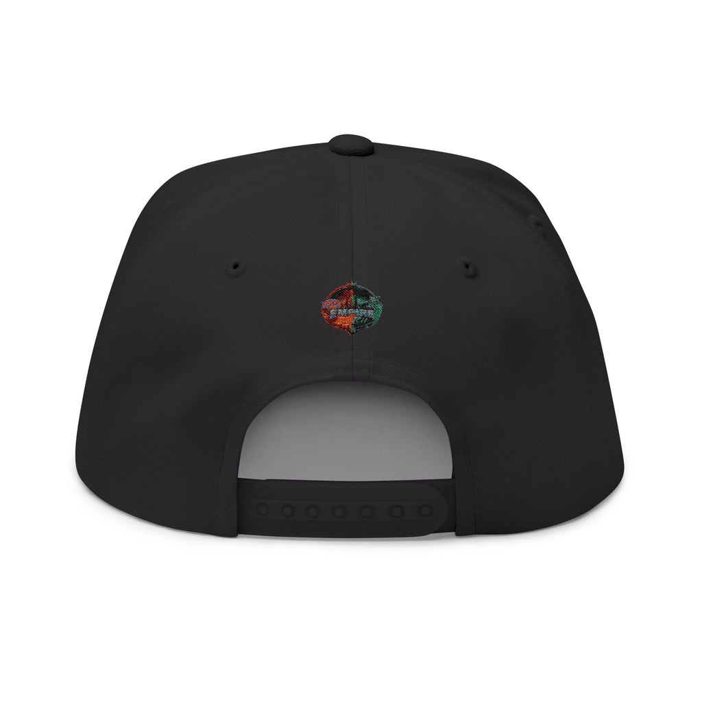 Embroidered Flat Bill Cap — Vintage Split Shield Logo Snapback