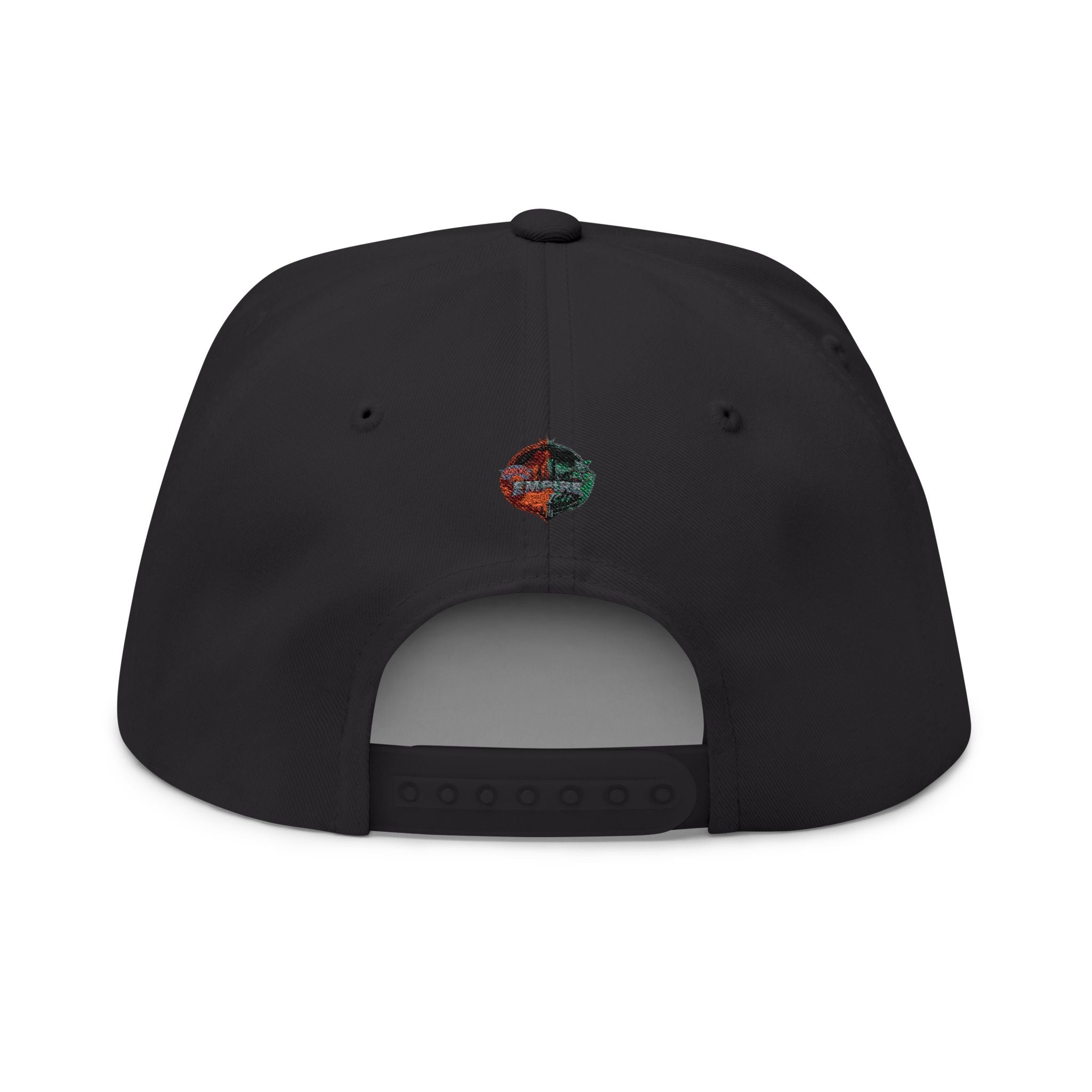 Embroidered Flat Bill Cap — Vintage Split Shield Logo Snapback