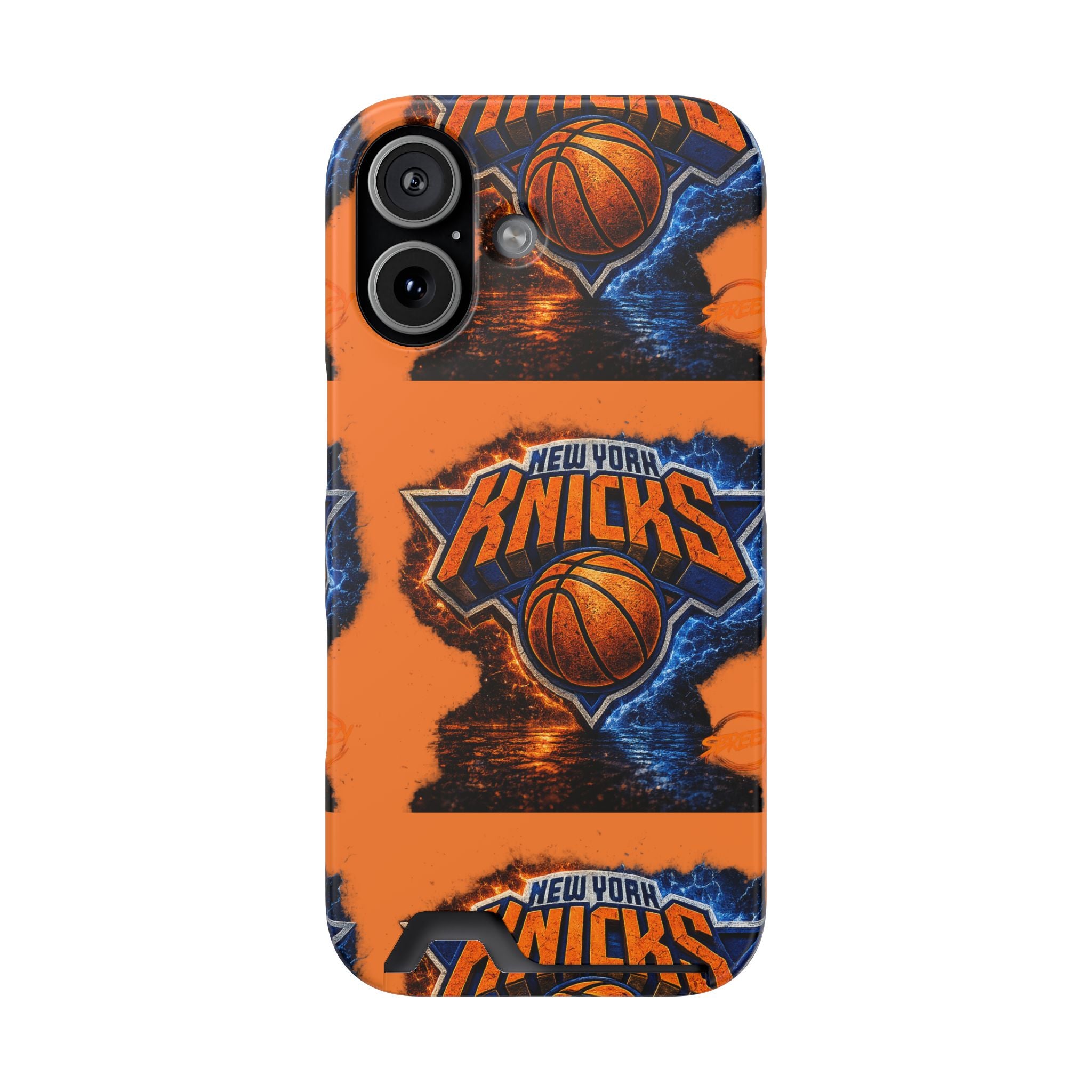 New York Knicks Card Holder Phone Case — Orange Team Logo Wallet Case