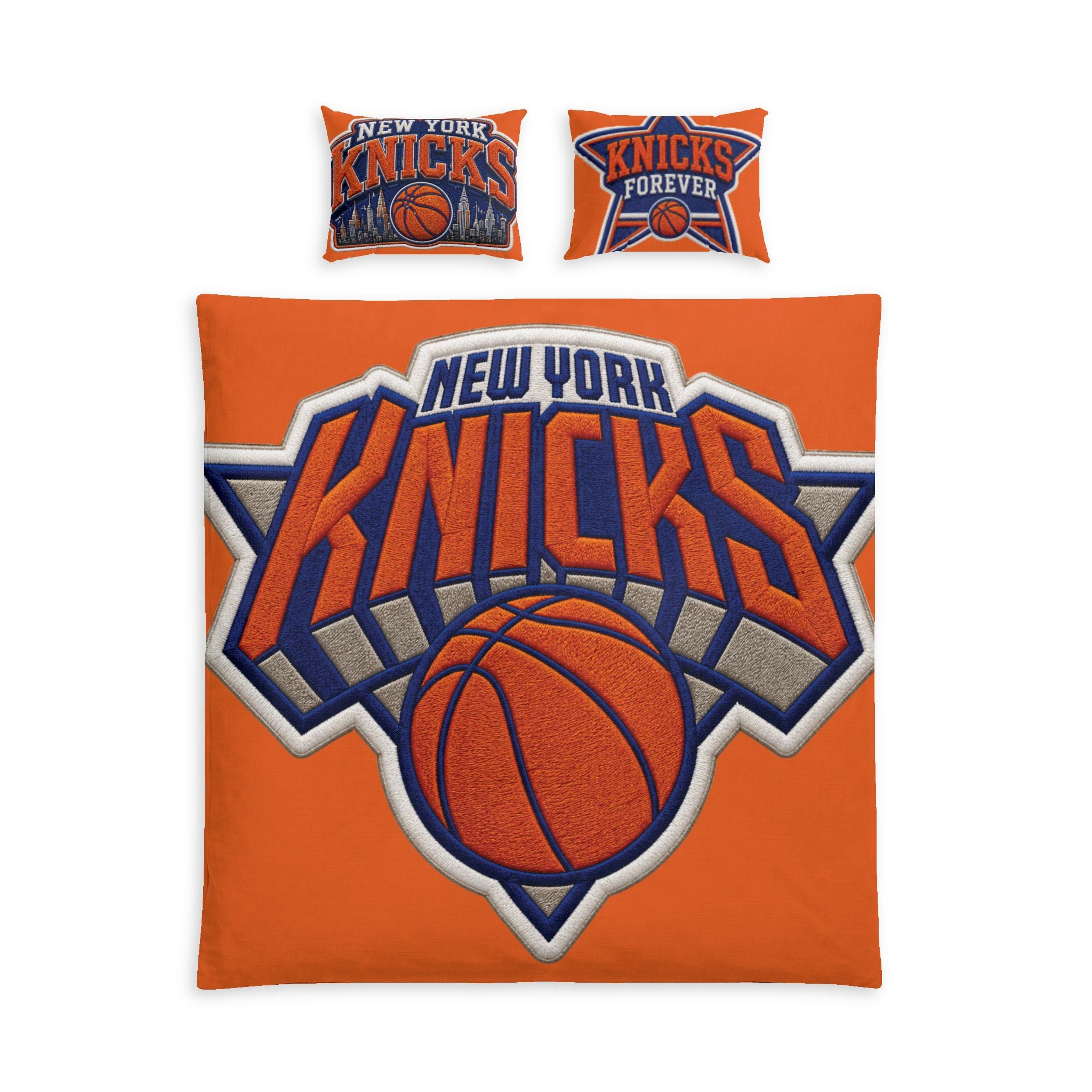 New York Knicks Basketball Cotton Bed Set – Orange Duvet & Pillowcase Set