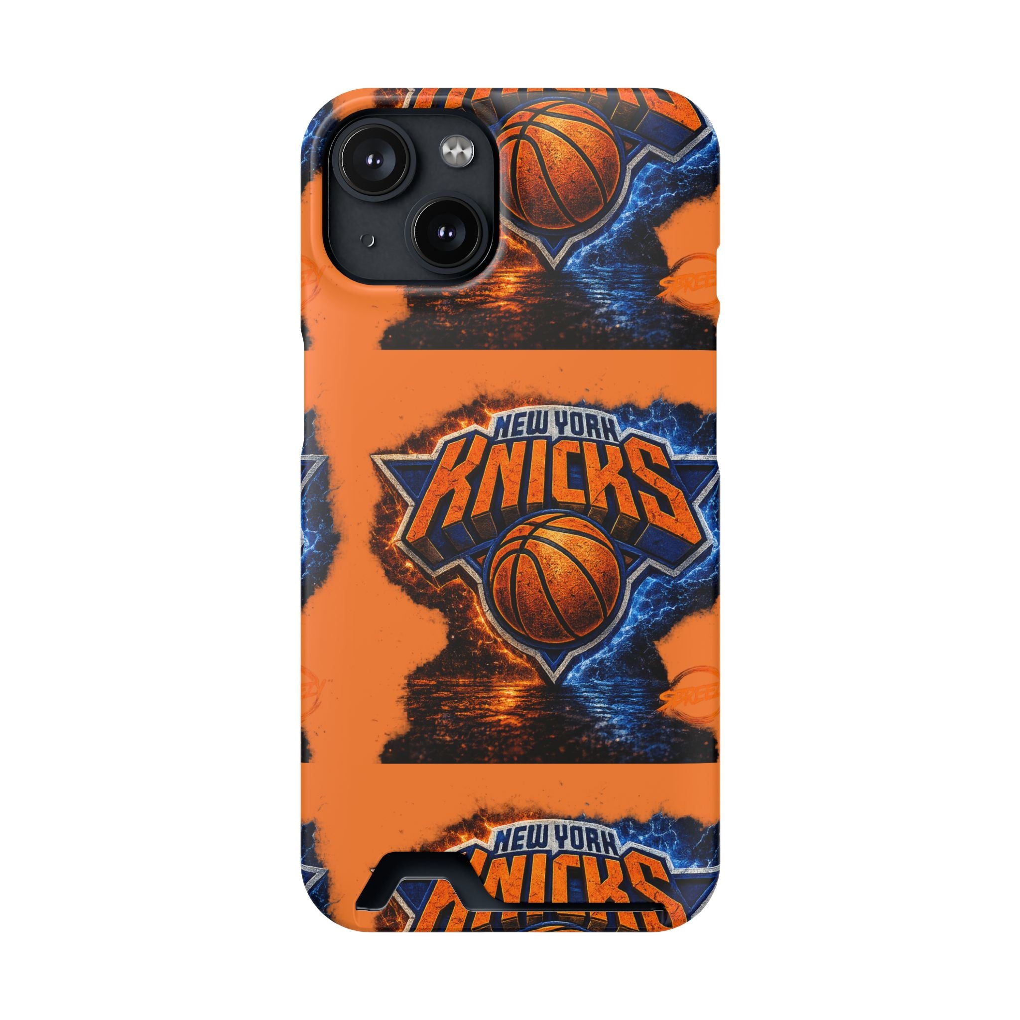 New York Knicks Card Holder Phone Case — Orange Team Logo Wallet Case