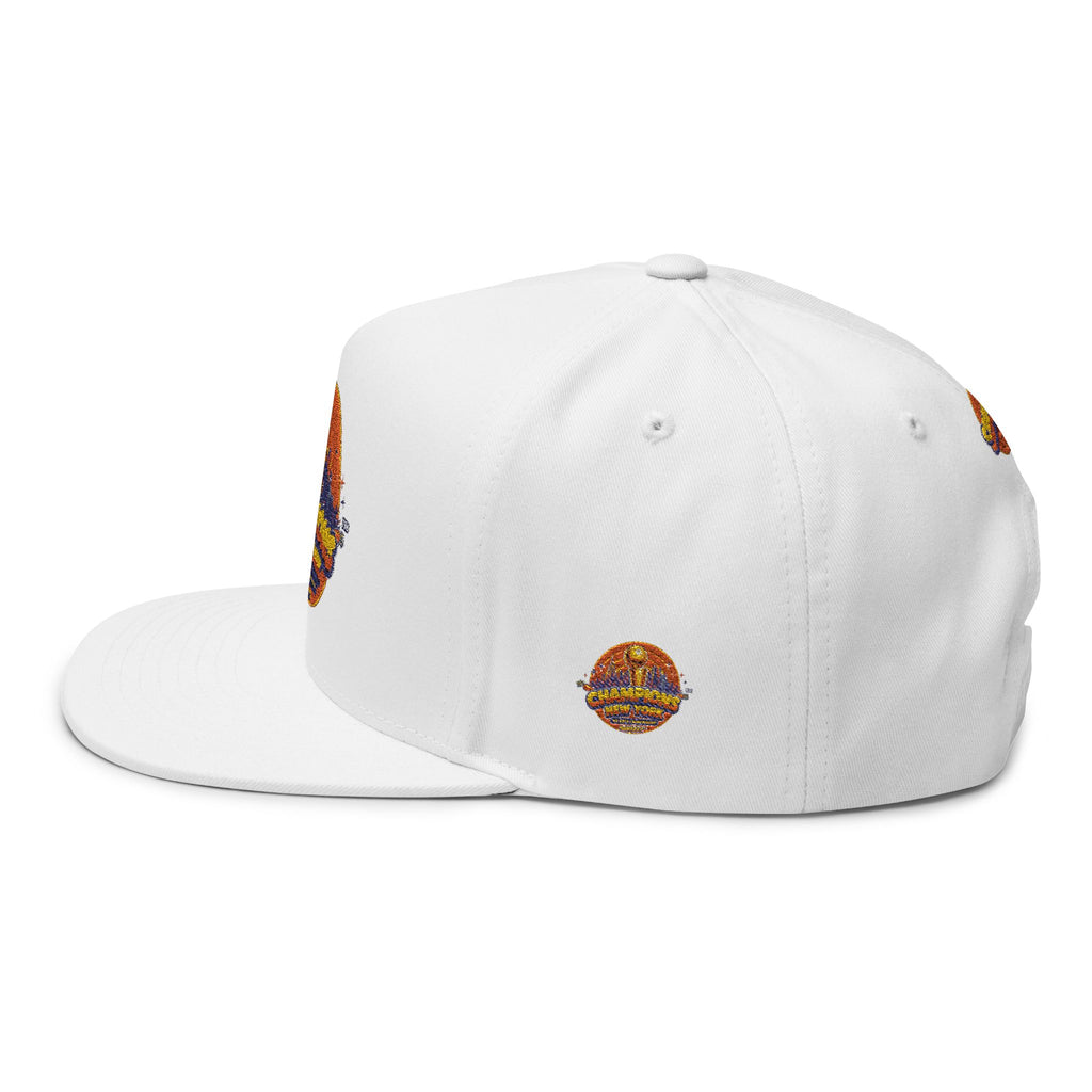 Champions Patch Flat Bill Cap — Embroidered New York Sports Snapback