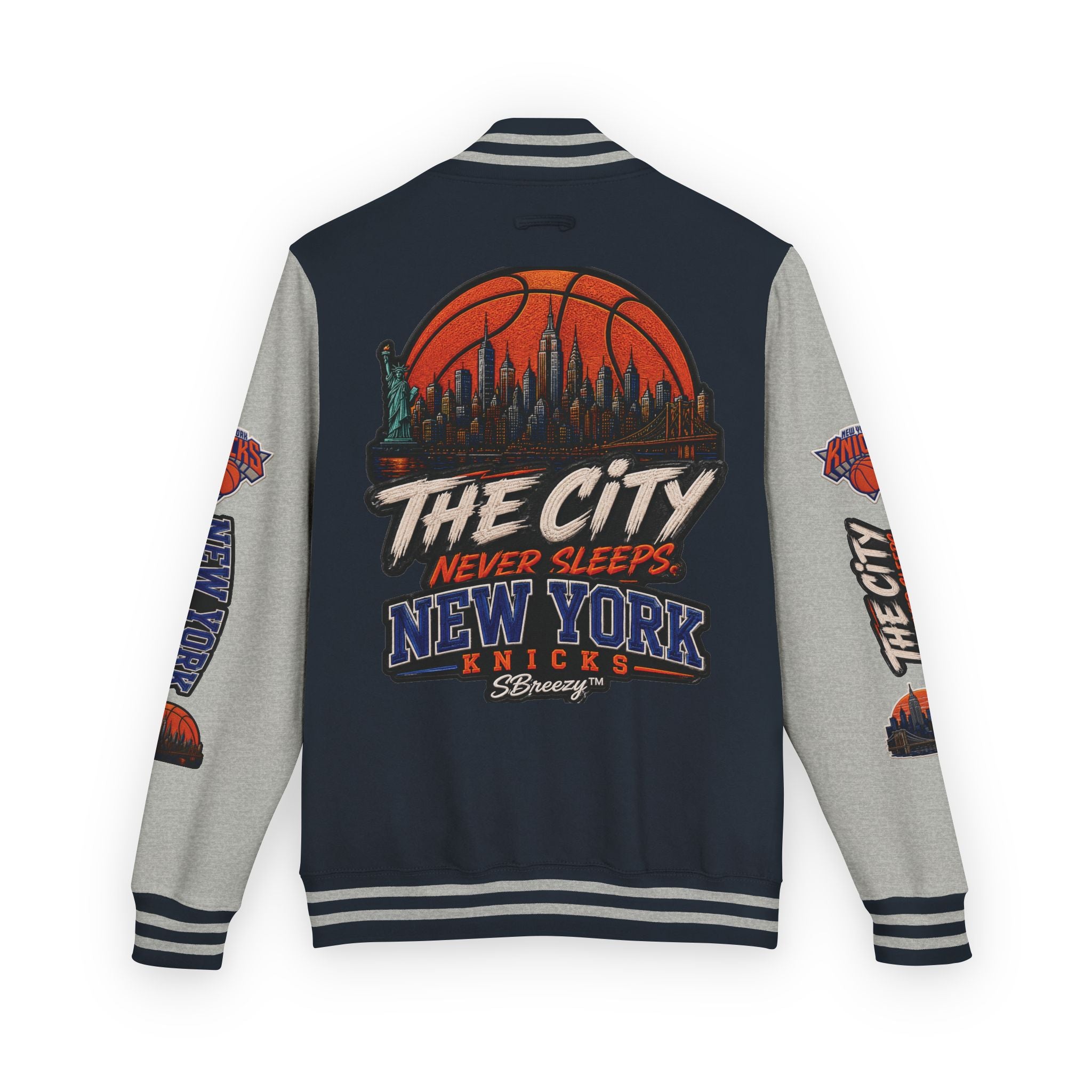 Letterman Jacket — 'The City Never Sleeps' New York Knicks Varsity Jacket