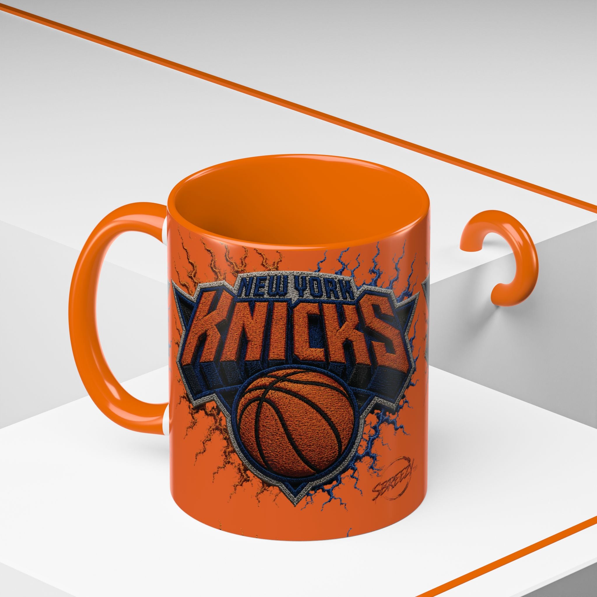 New York Knicks Basketball Accent Coffee Mug — 11/15oz Orange & Black