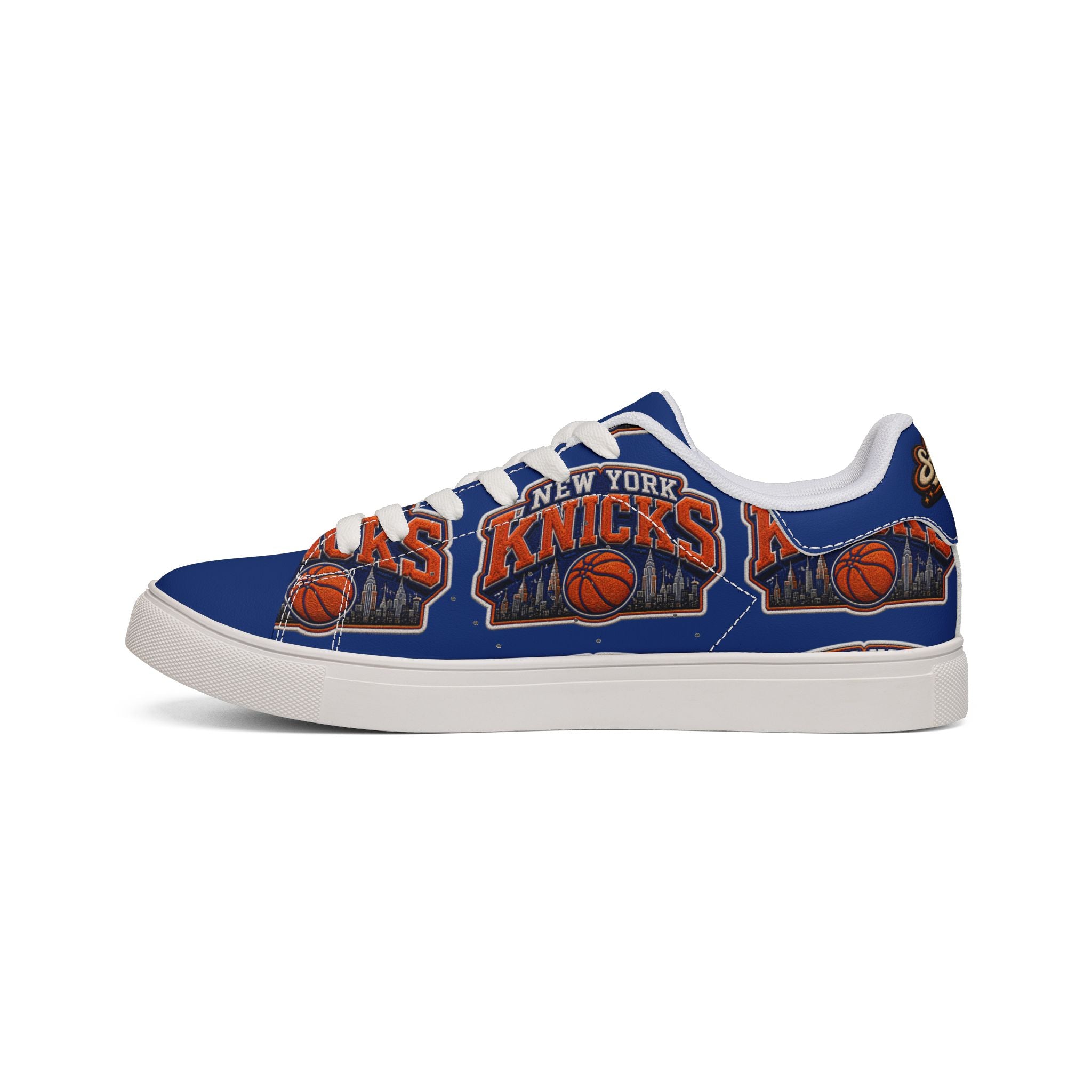 Women's Low-Top Sneakers — KNICKS Bold Blue & Orange Graffiti Design