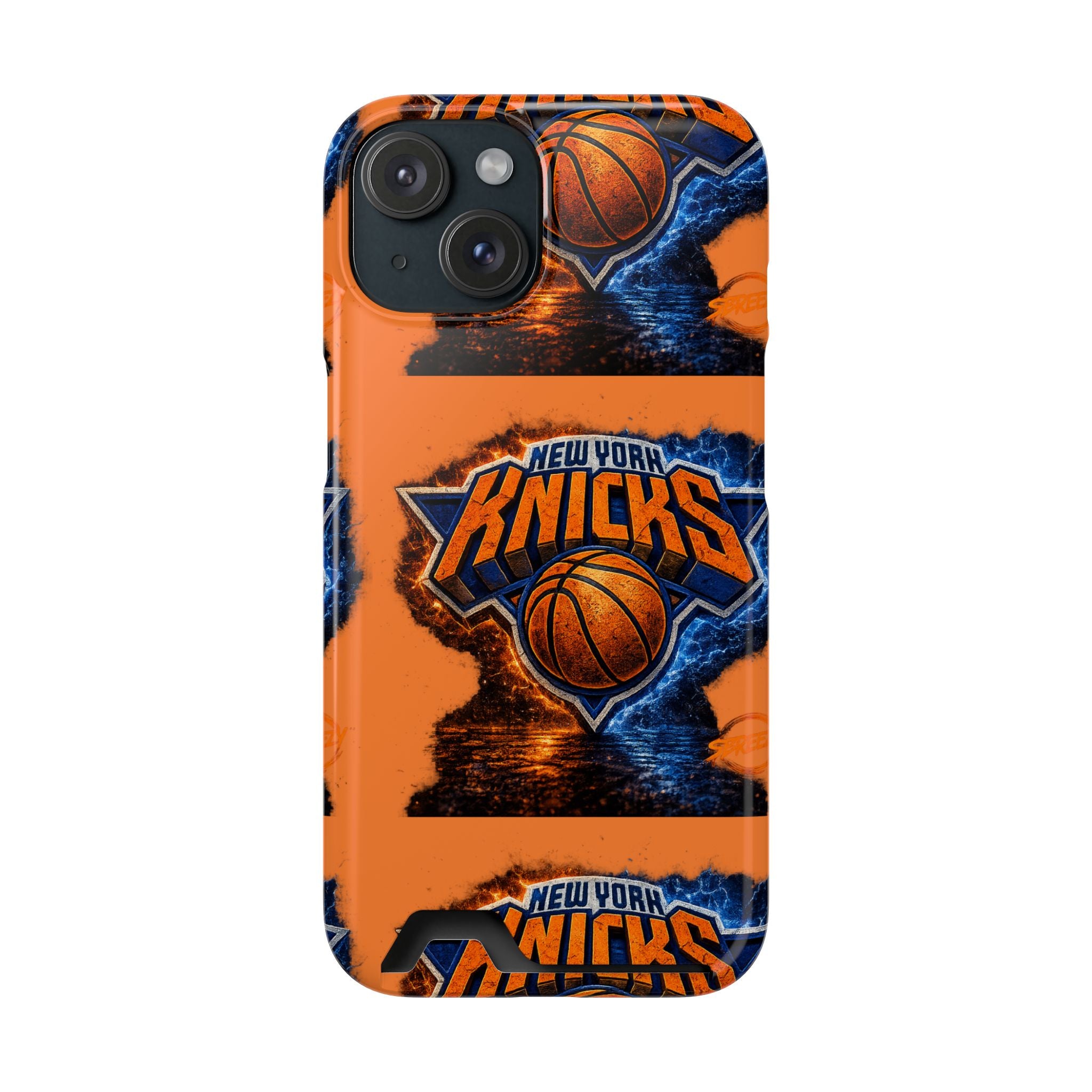 New York Knicks Card Holder Phone Case — Orange Team Logo Wallet Case
