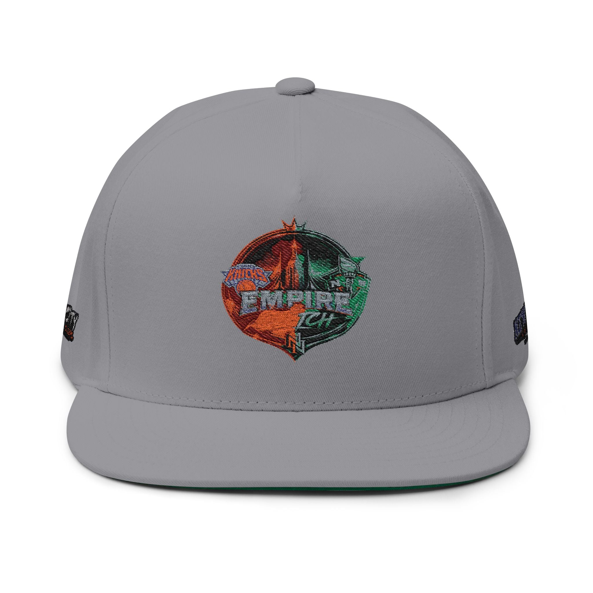 Embroidered Flat Bill Cap — Vintage Split Shield Logo Snapback