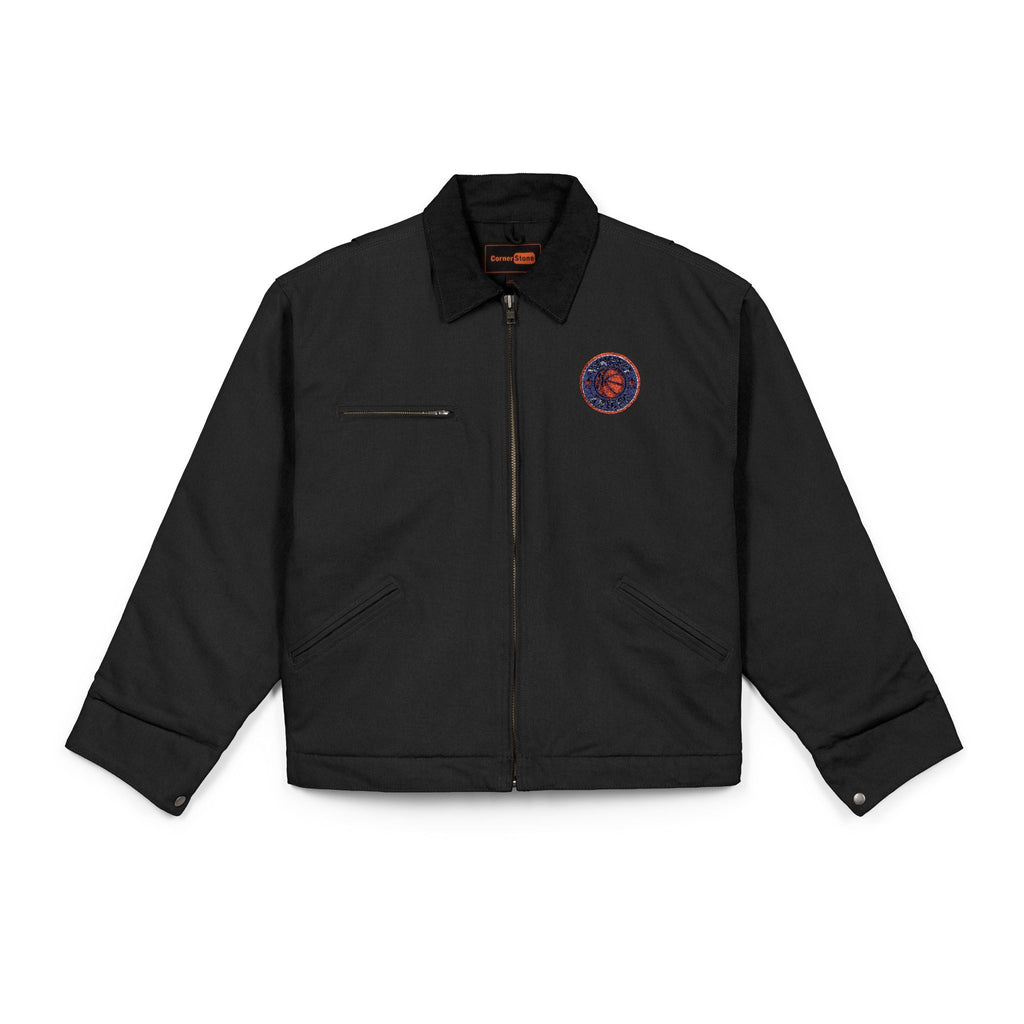 Knicks Duck Cloth Work Jacket — Embroidered Floral Patch Chest