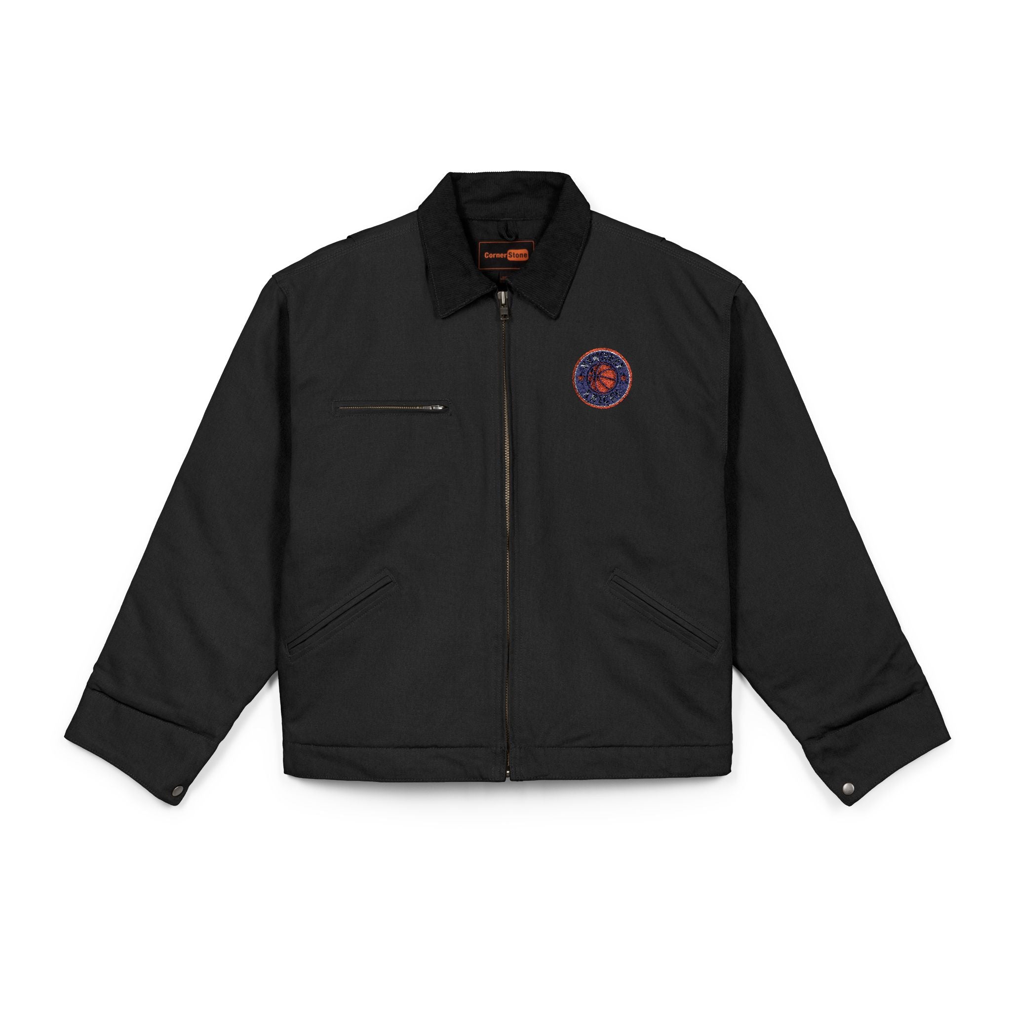 Knicks Duck Cloth Work Jacket — Embroidered Floral Patch Chest