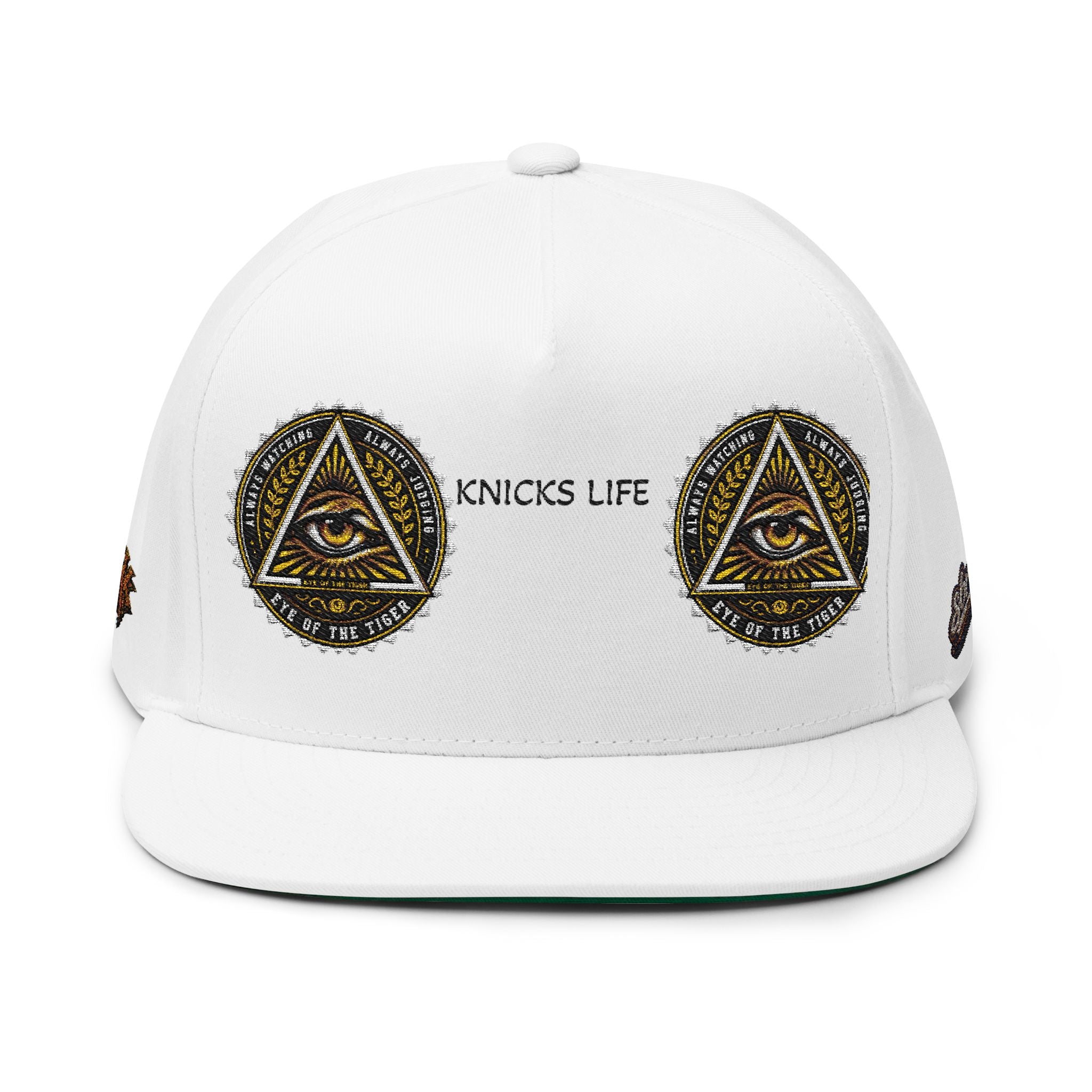 All-Seeing Eye Embroidered Flat Bill Cap — "KNICKS LIFE" Streetwear Snapback