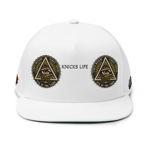 All-Seeing Eye Embroidered Flat Bill Cap — "KNICKS LIFE" Streetwear Snapback