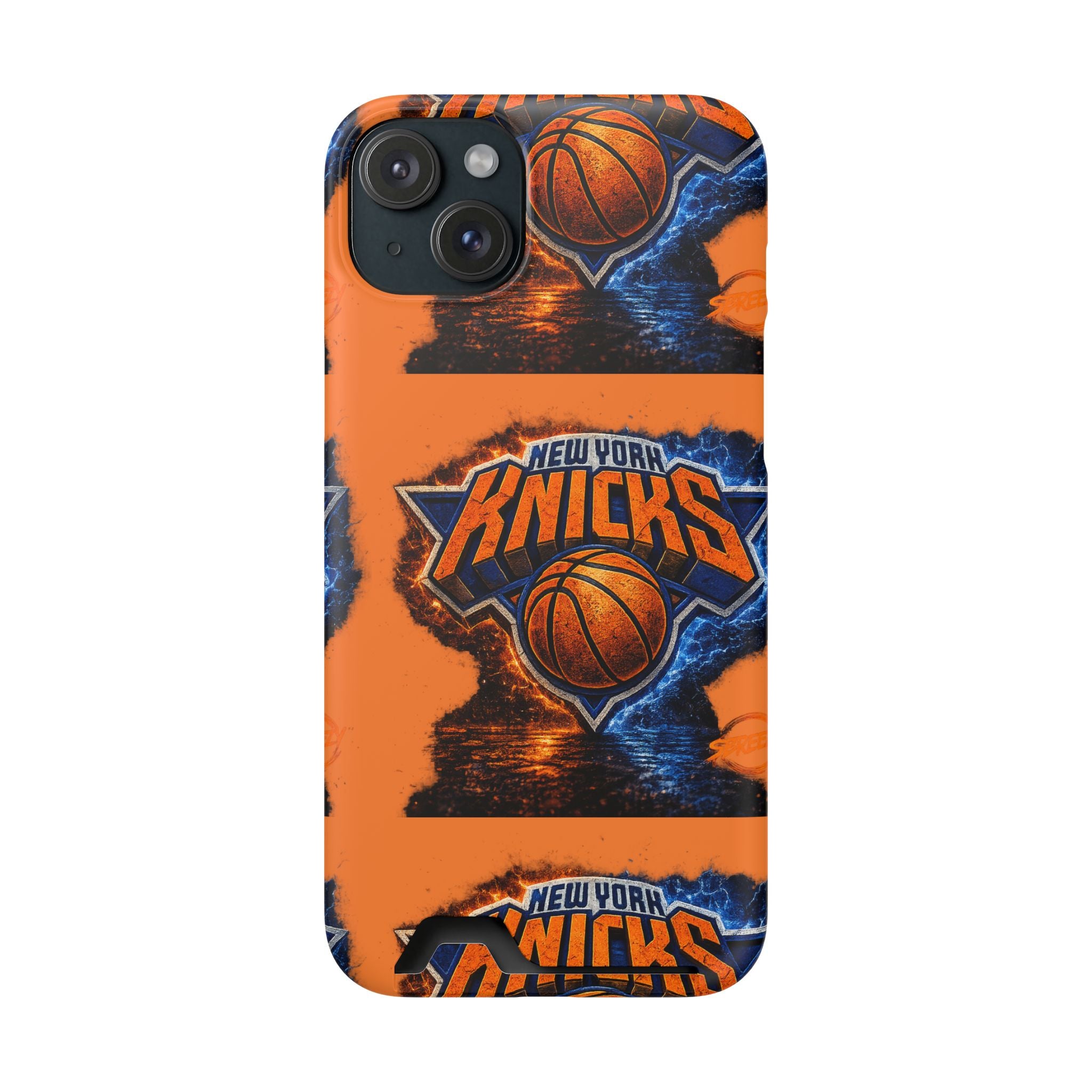 New York Knicks Card Holder Phone Case — Orange Team Logo Wallet Case