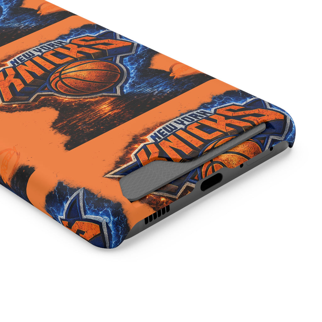 New York Knicks Card Holder Phone Case — Orange Team Logo Wallet Case