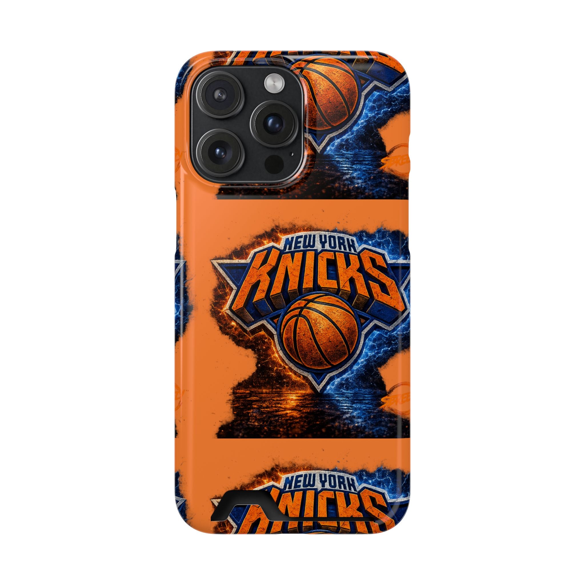 New York Knicks Card Holder Phone Case — Orange Team Logo Wallet Case